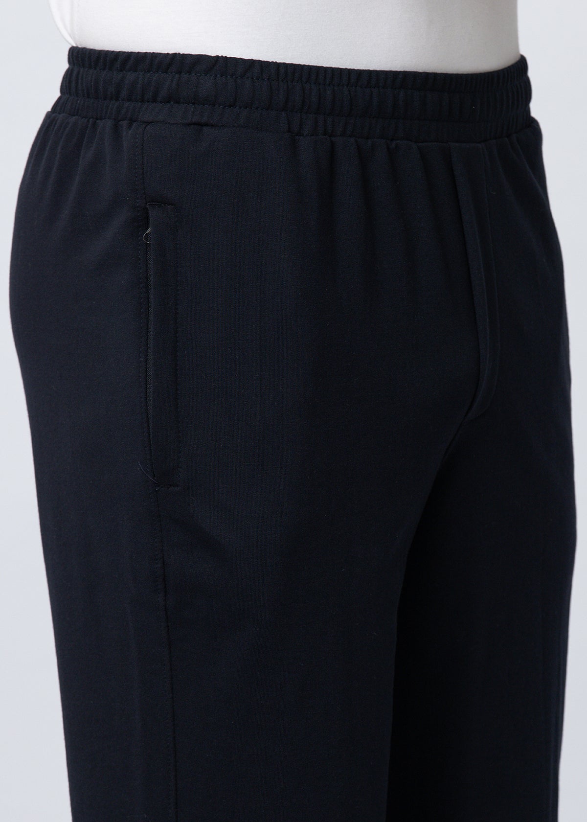 NAVY SOLID COTTON BLENDED LOUNGE PANT