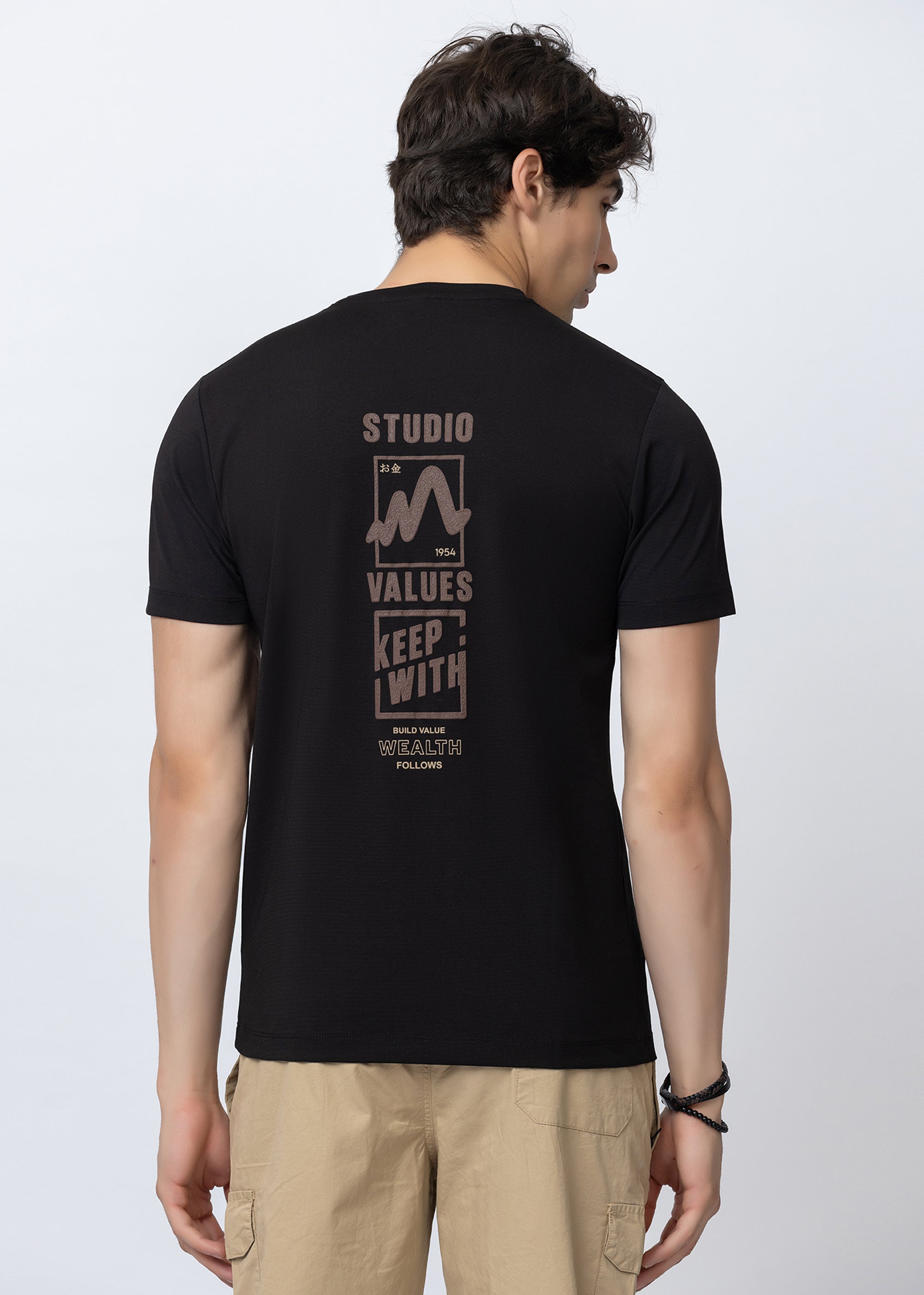 Black Graphic Crew Neck T-Shirt