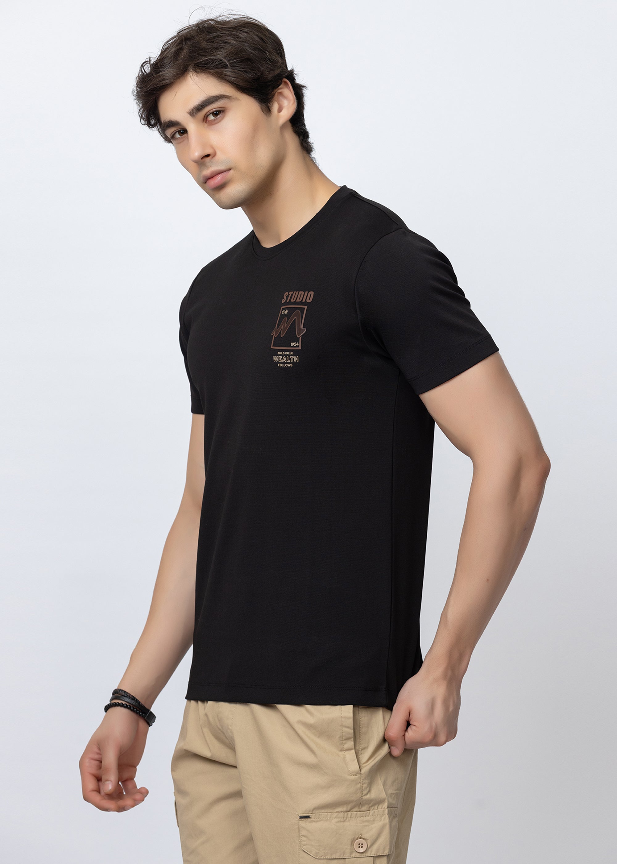 Black Graphic Crew Neck T-Shirt