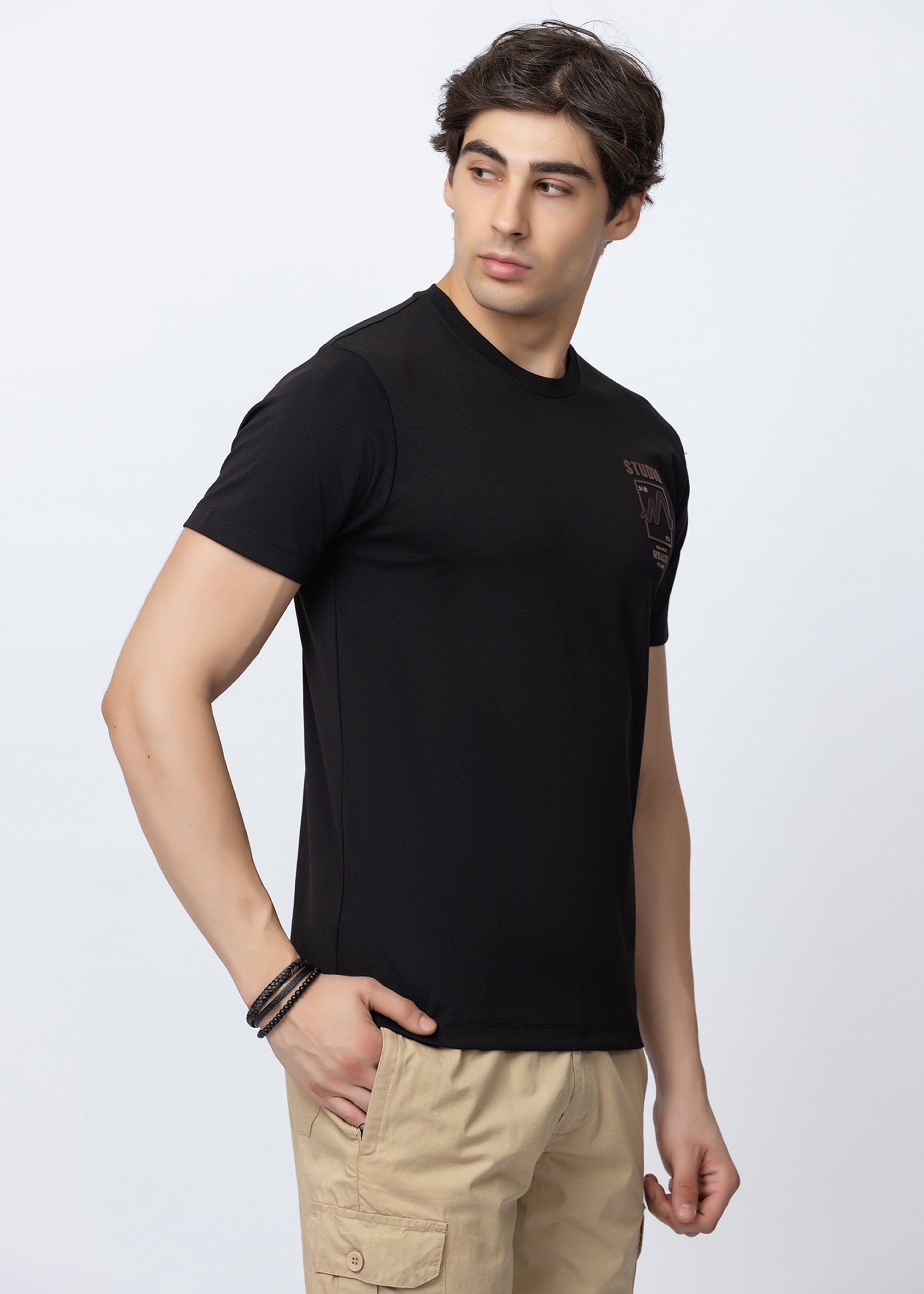 Black Graphic Crew Neck T-Shirt