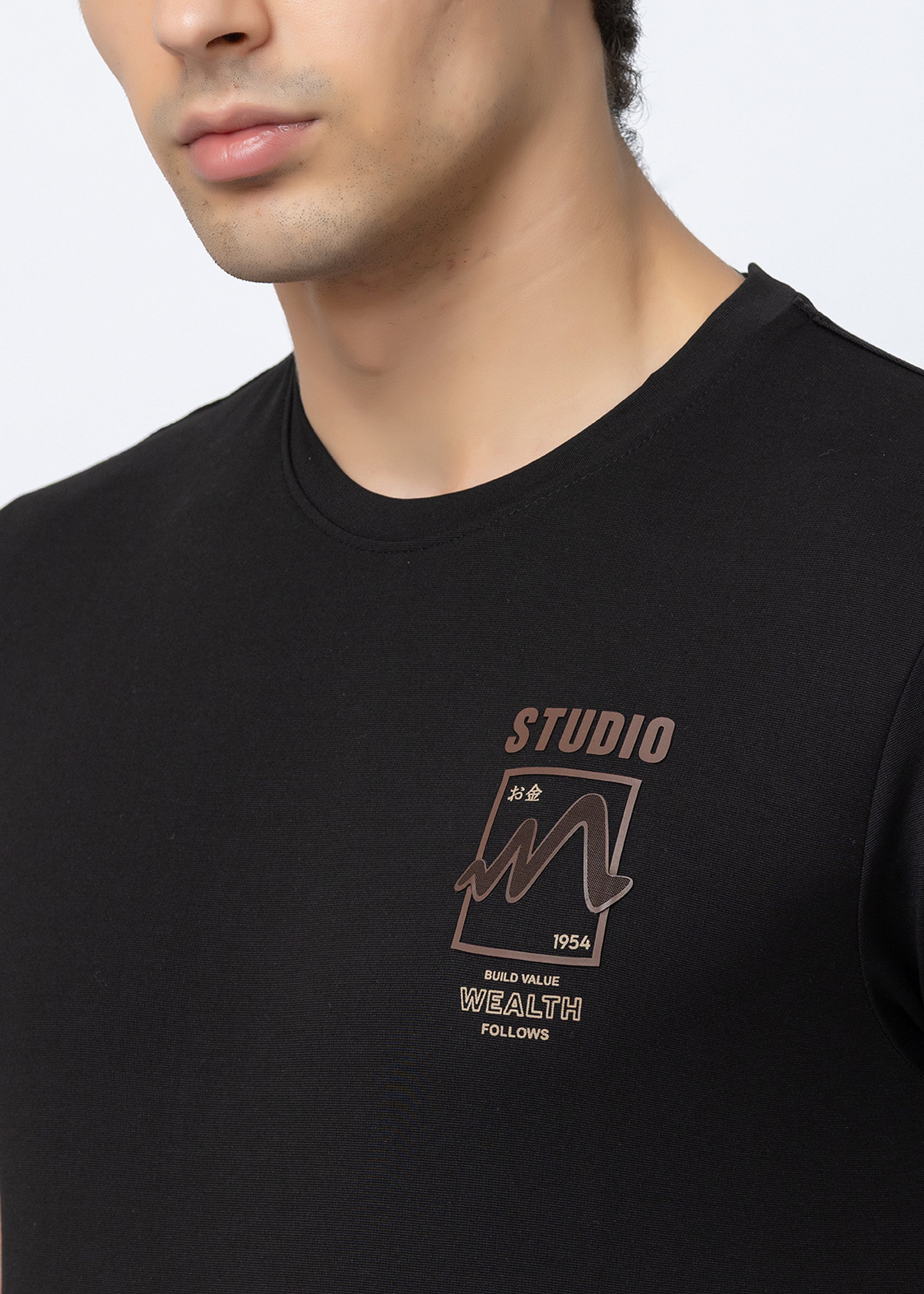 Black Graphic Crew Neck T-Shirt