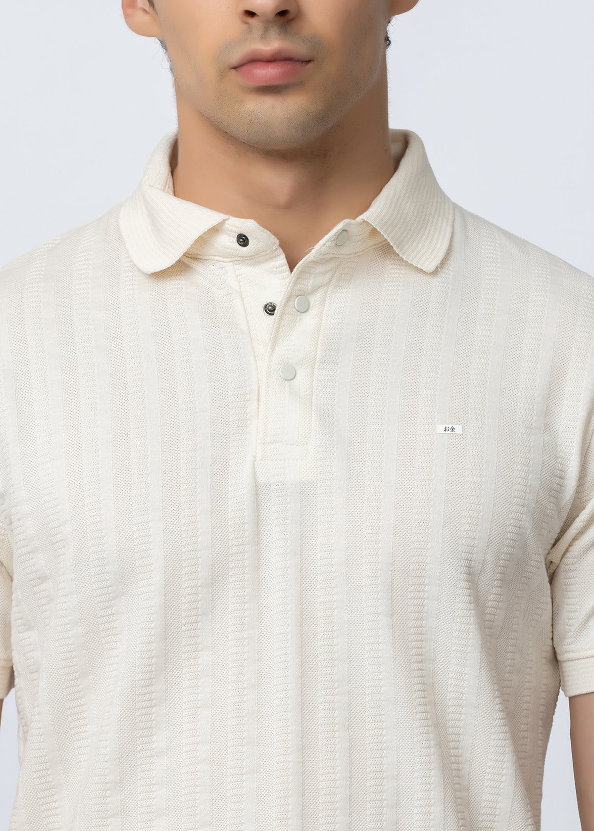 Off White Men's Textured Polo T-Shirt