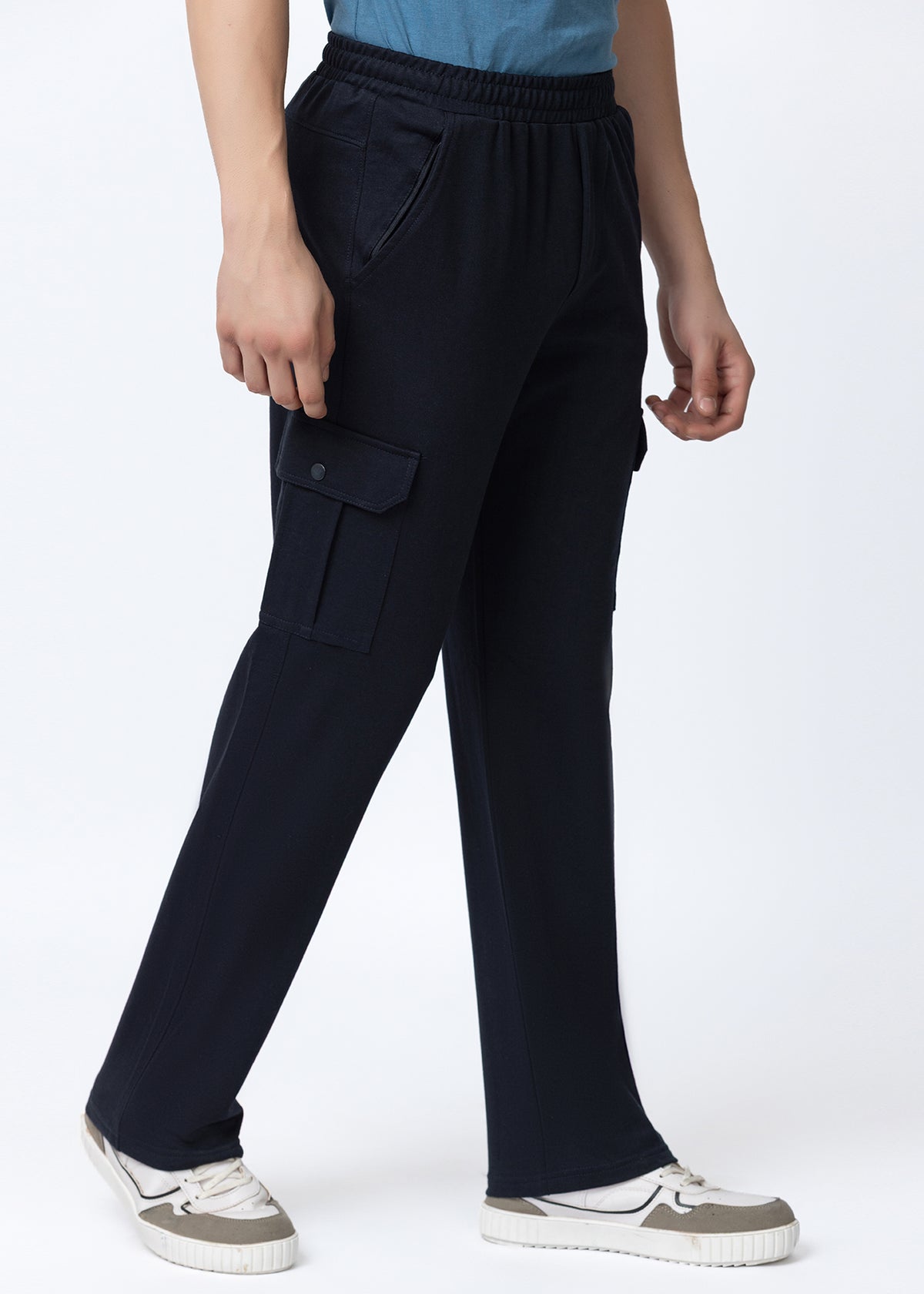 NAVY COMFORT FIT KNITTED CARGO PANT