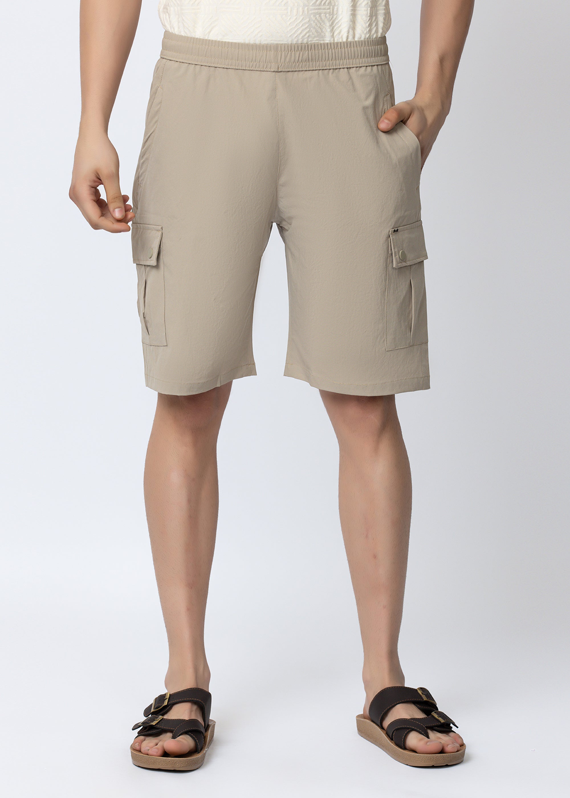 camel cotton shorts