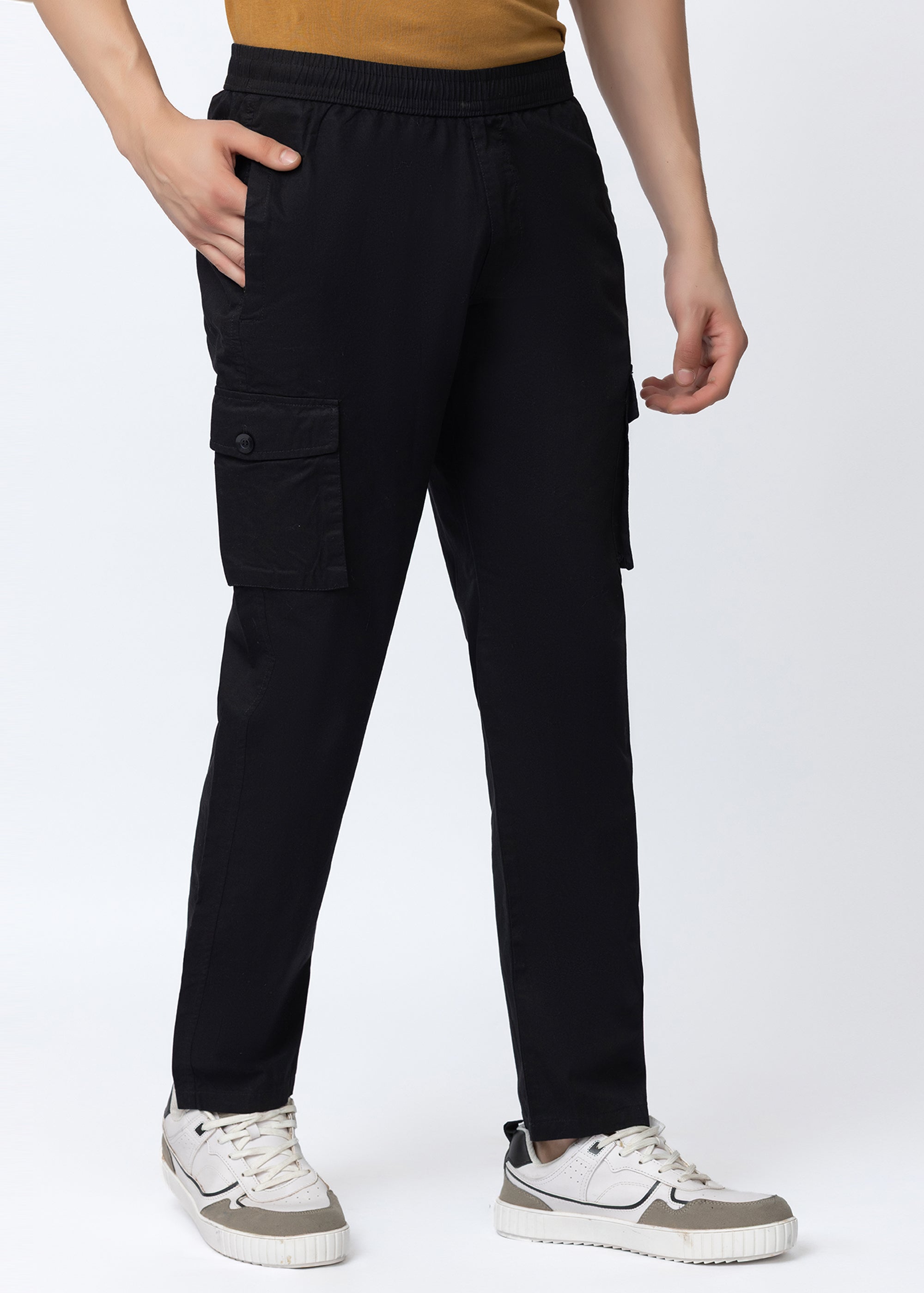 BLACK COTTON CARGO UTILITY PANT