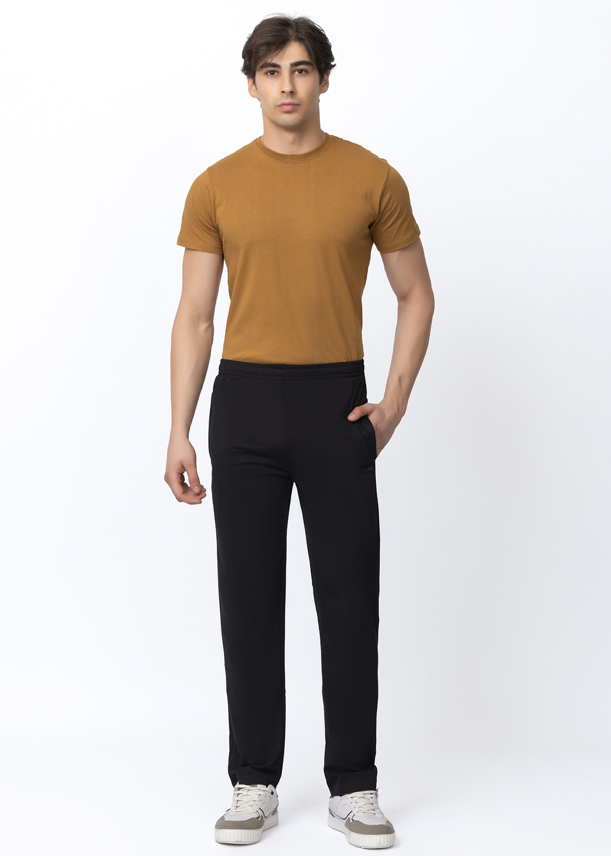 BLACK COTTON BLENDED LOUNGE PANT
