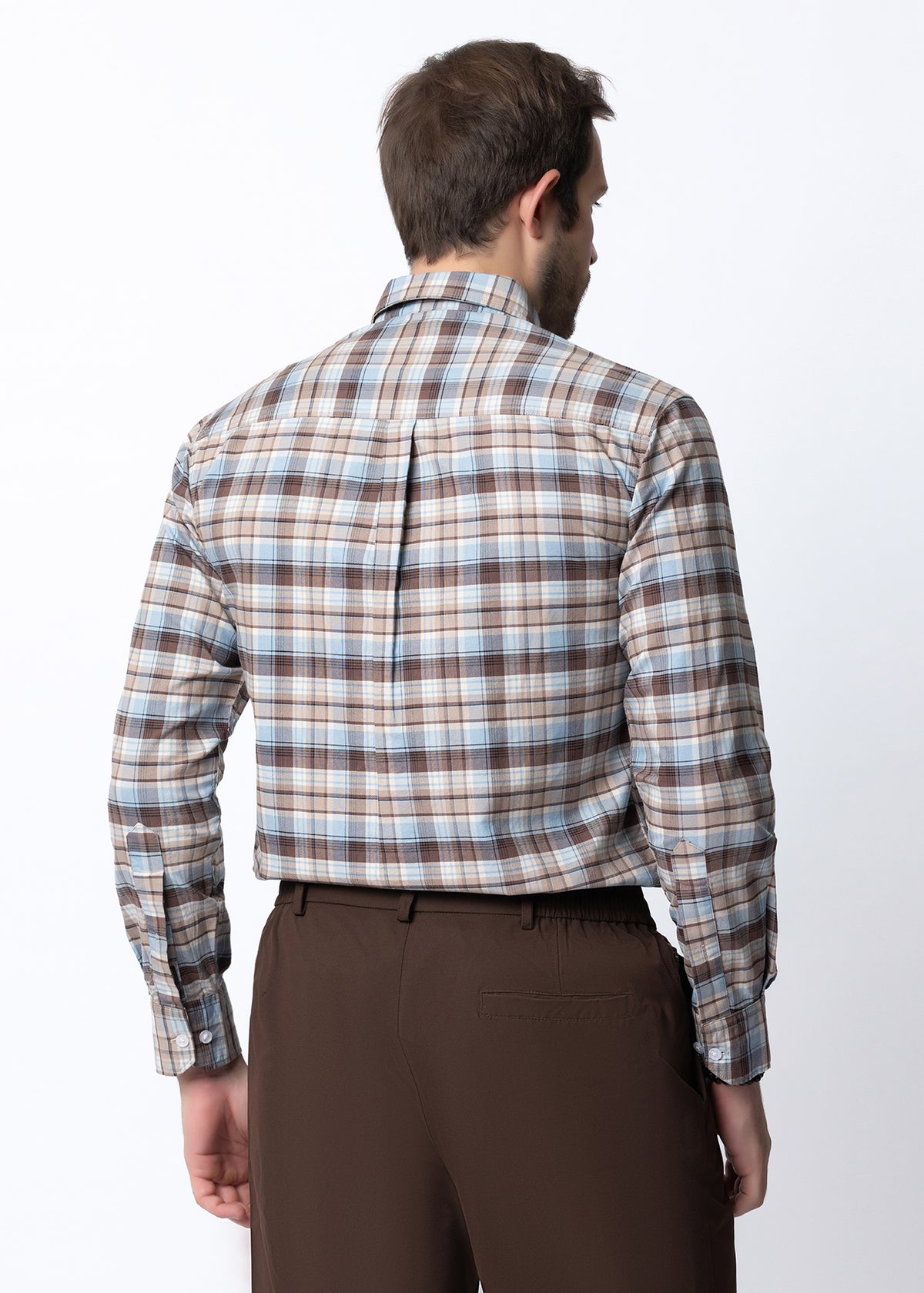 Brown & Blue plaid Regular Fit Shirt