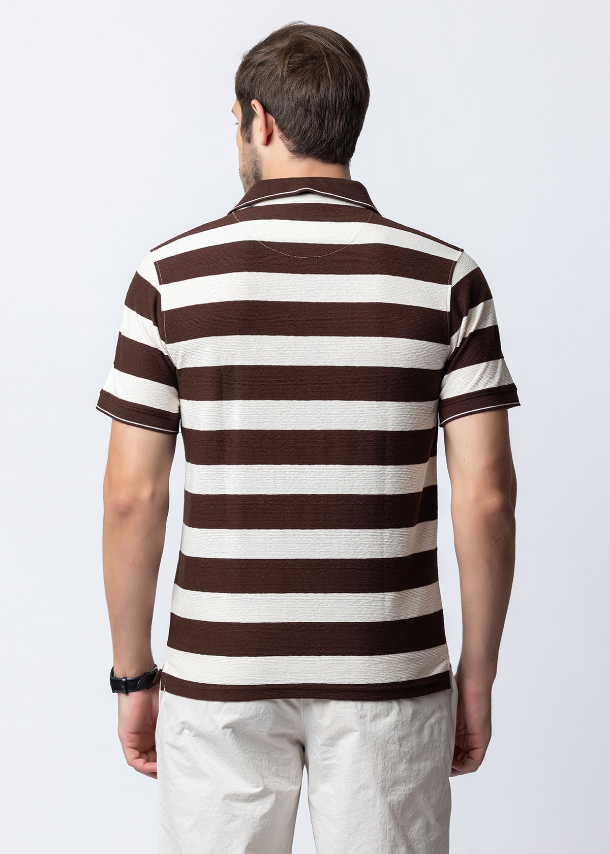 Coffee Striped Polo T-Shirt