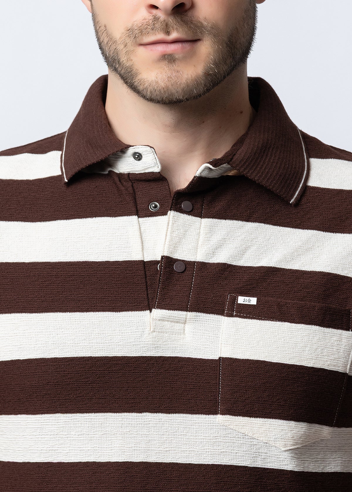 Coffee Striped Polo T-Shirt