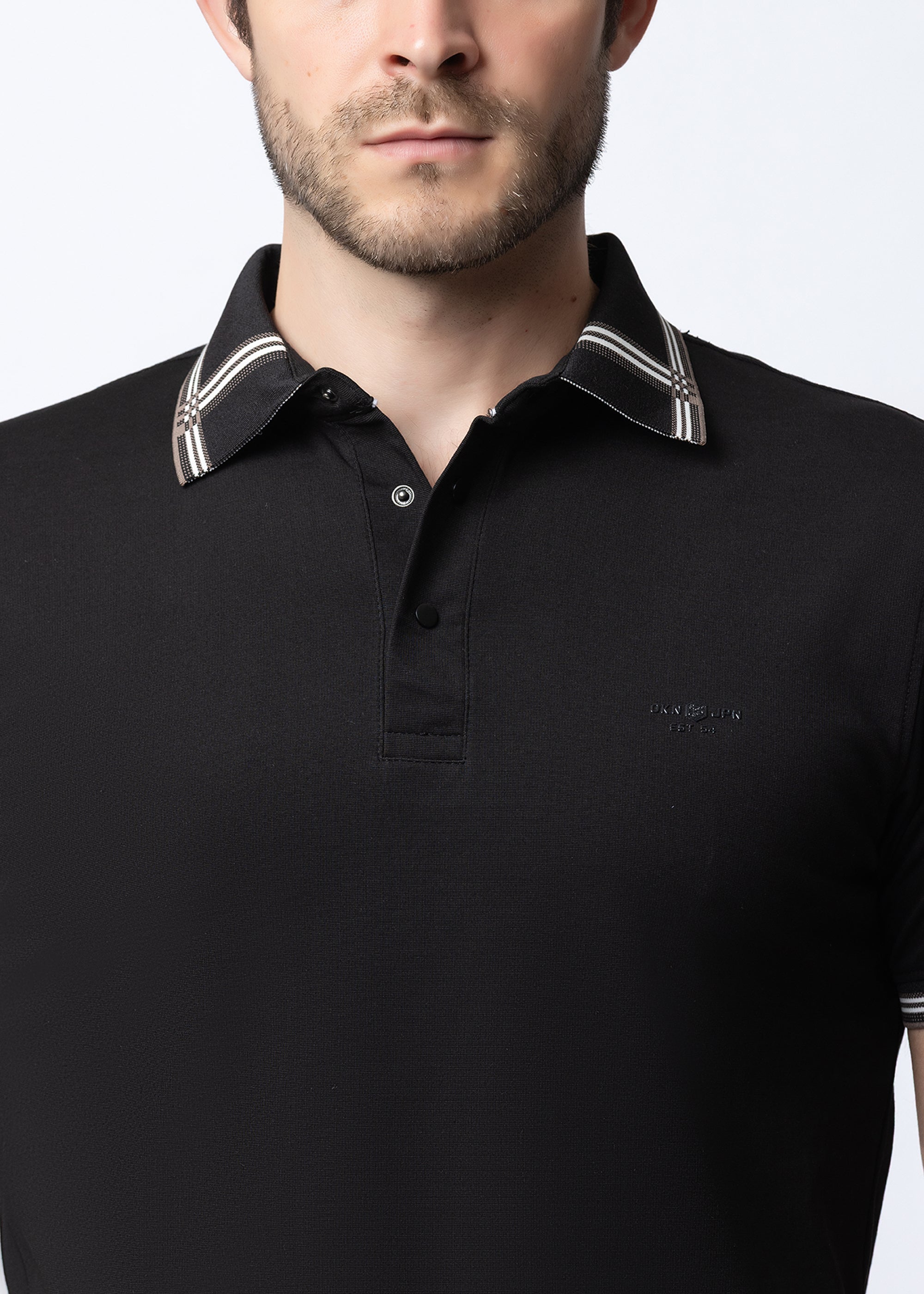 Black Tipped Collar Polo T-Shirt