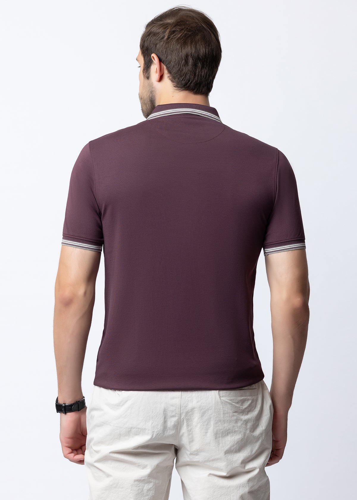 Wine Tipped Collar Polo T-Shirt