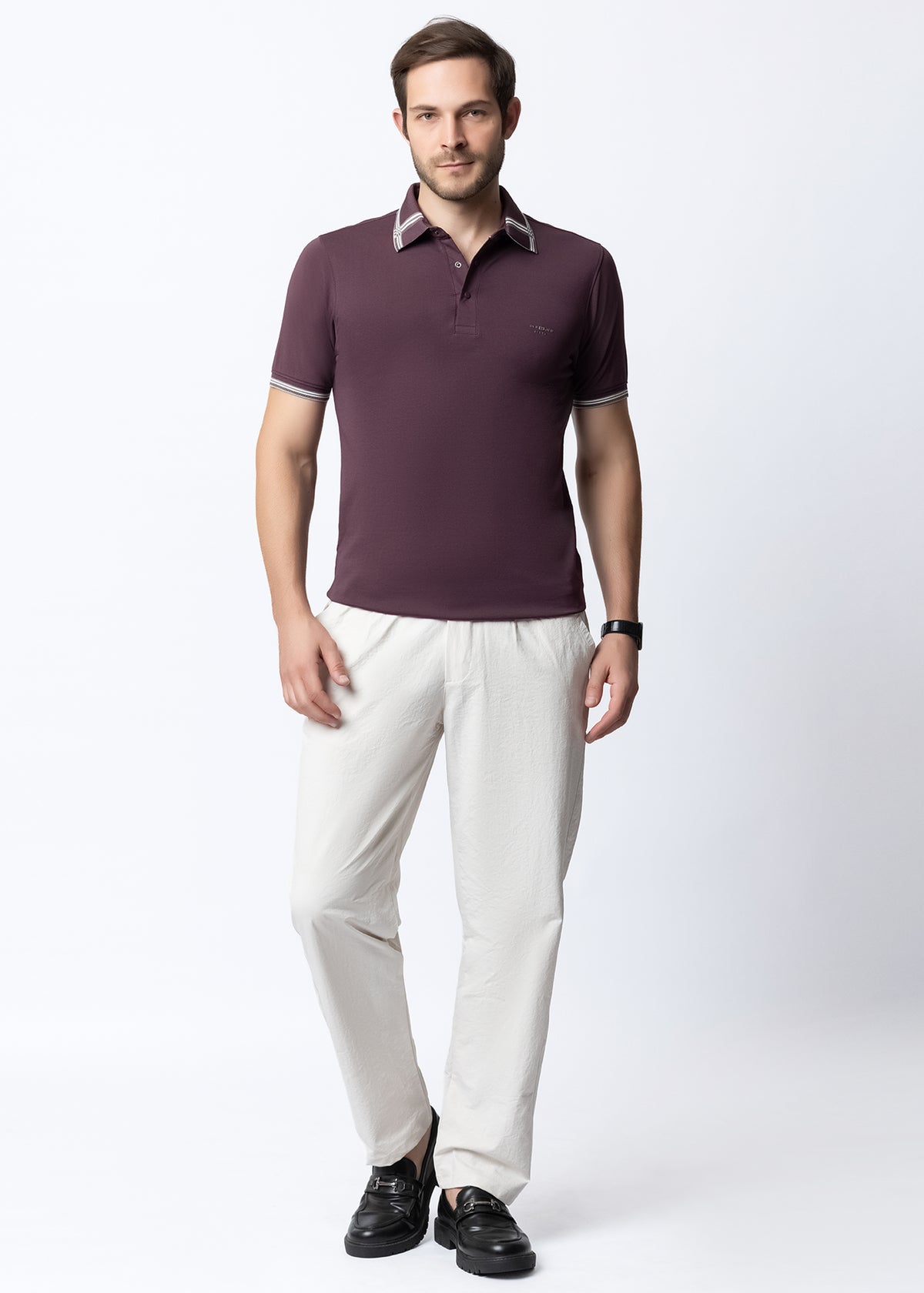 Wine Tipped Collar Polo T-Shirt