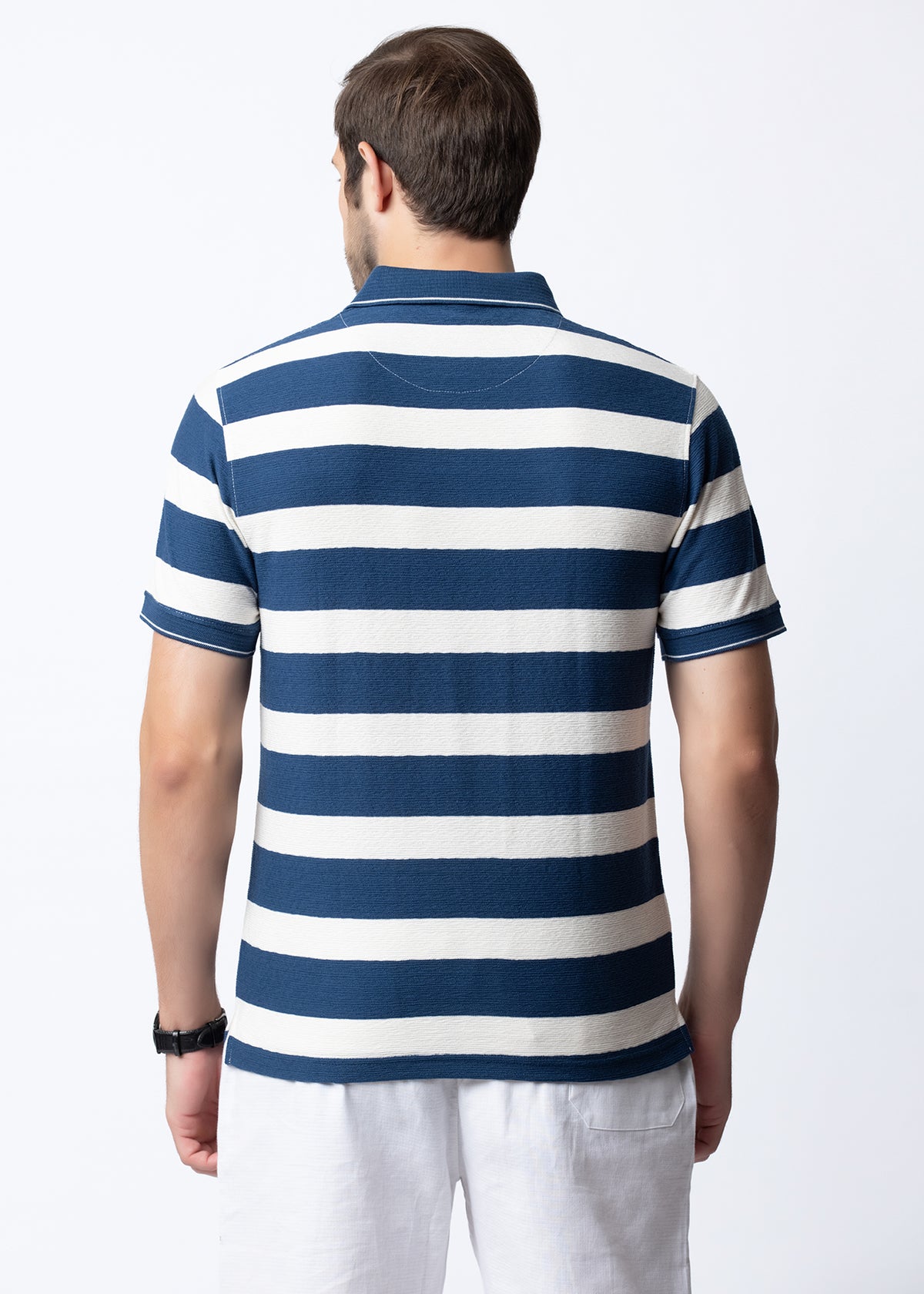 Blue Striped Polo T-Shirt
