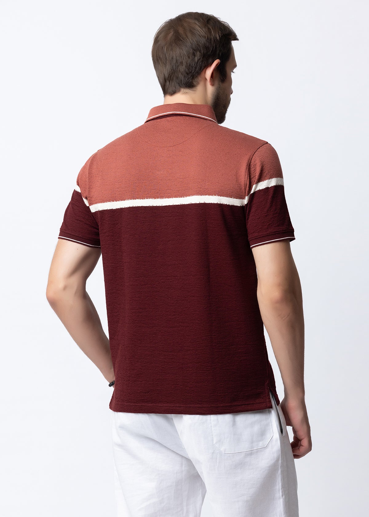 CORAL color block KNIT POLO SHIRT