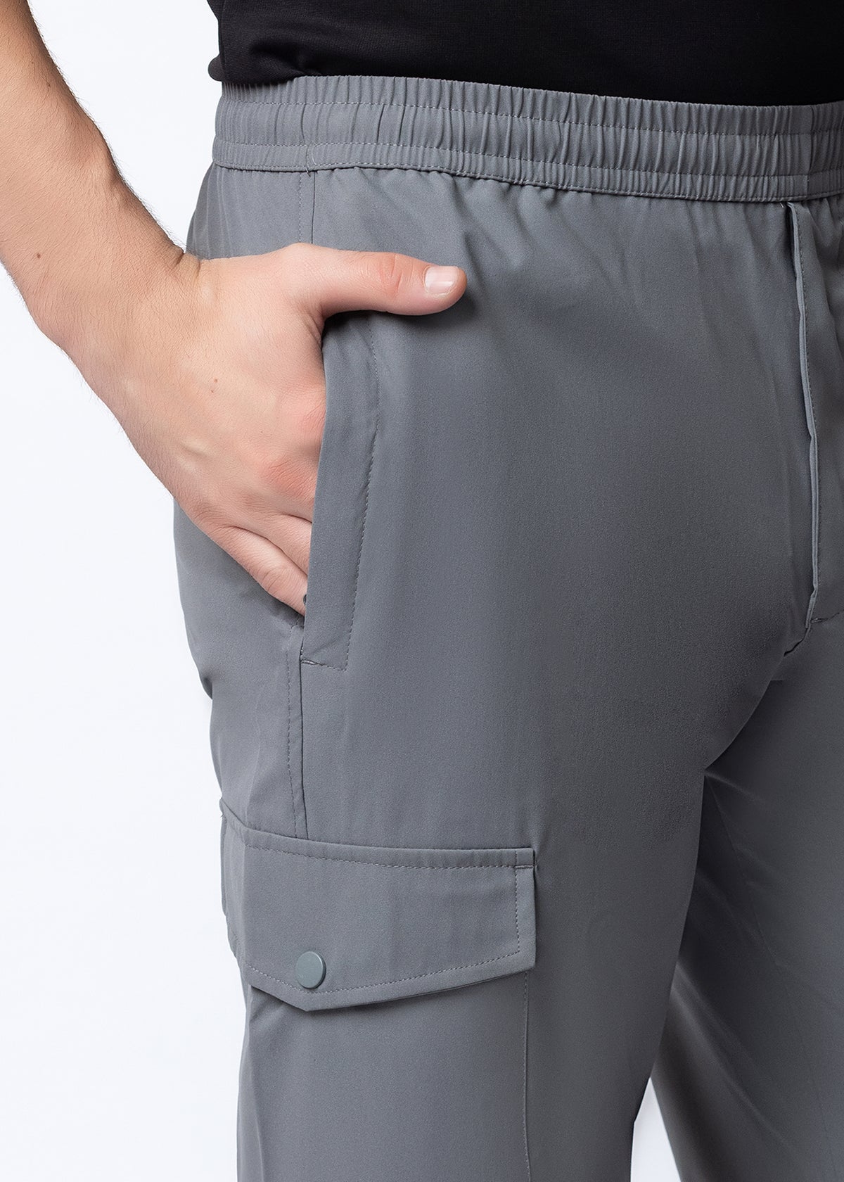 GREY STRAIGHT FIT ATHLEISURE CARGO PANT