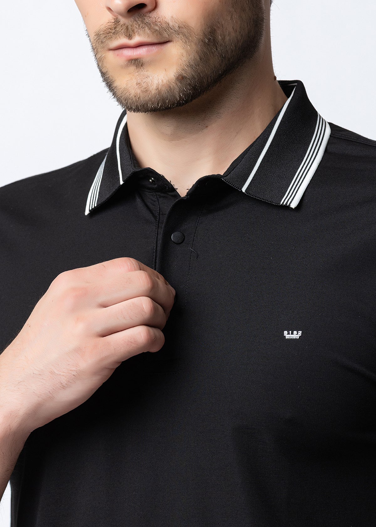 Black Contrast Tipped Polo T-Shirt