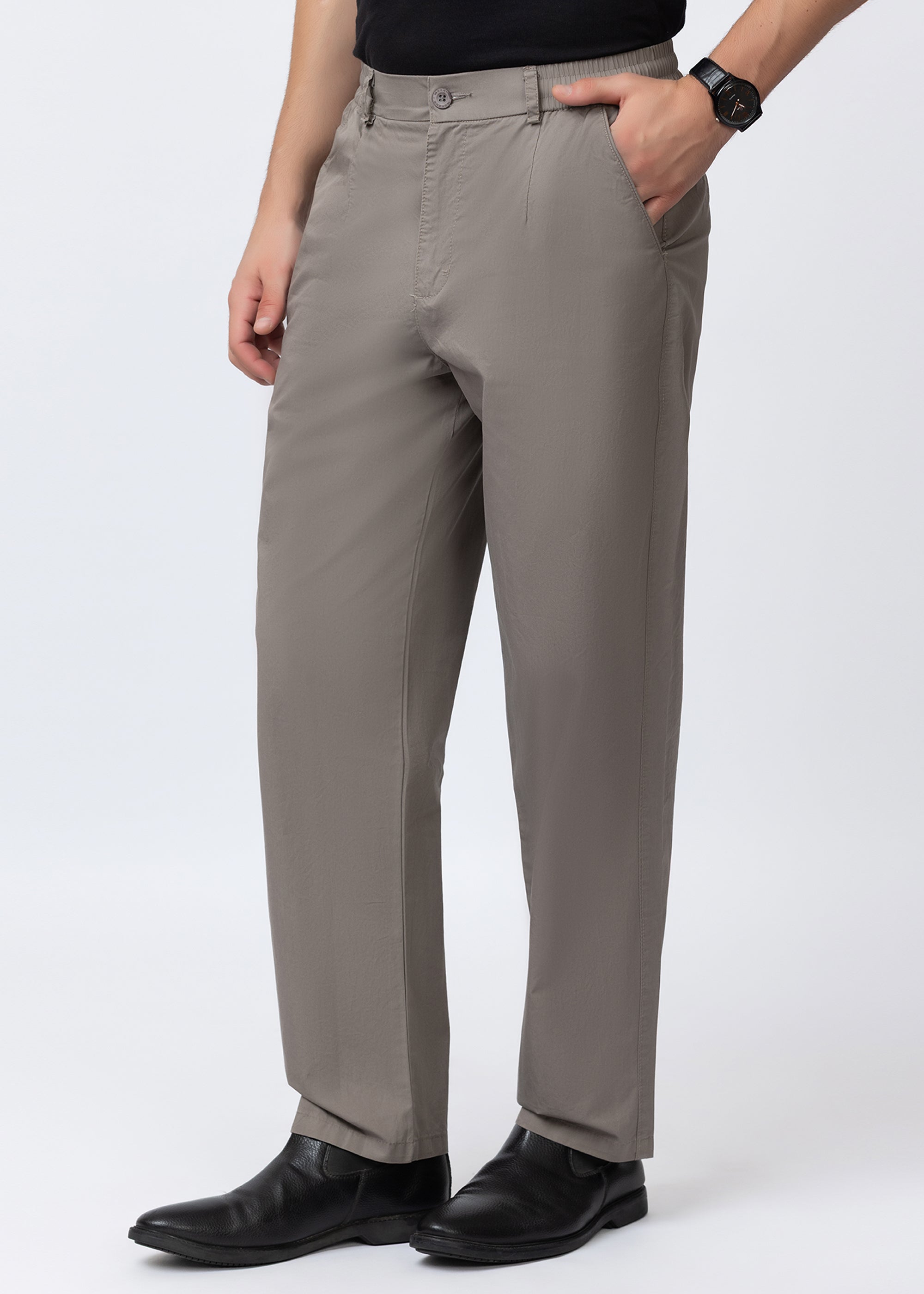 GREY COTTON CASUAL TROUSERS