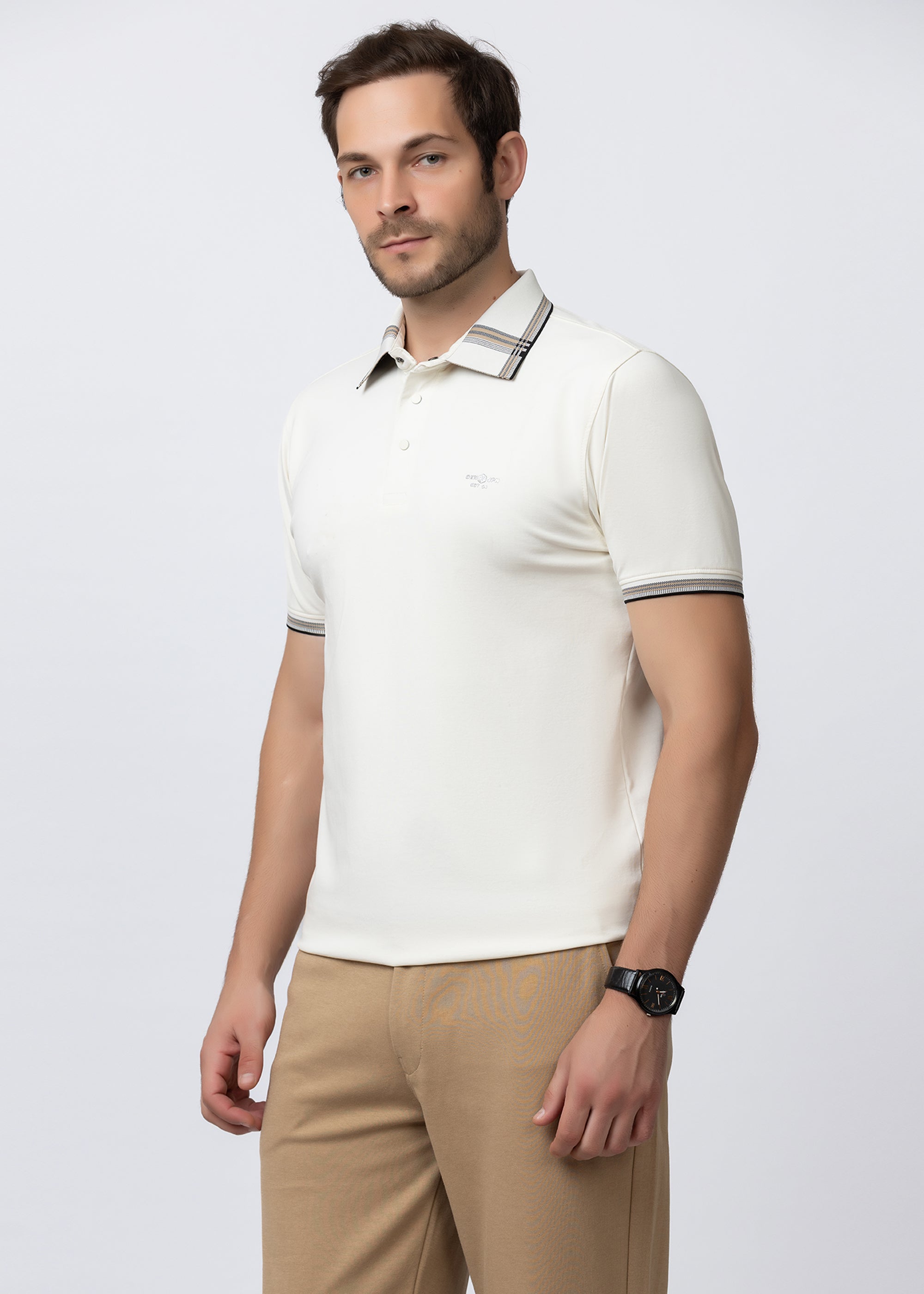 White Tipped Collar Polo T-Shirt