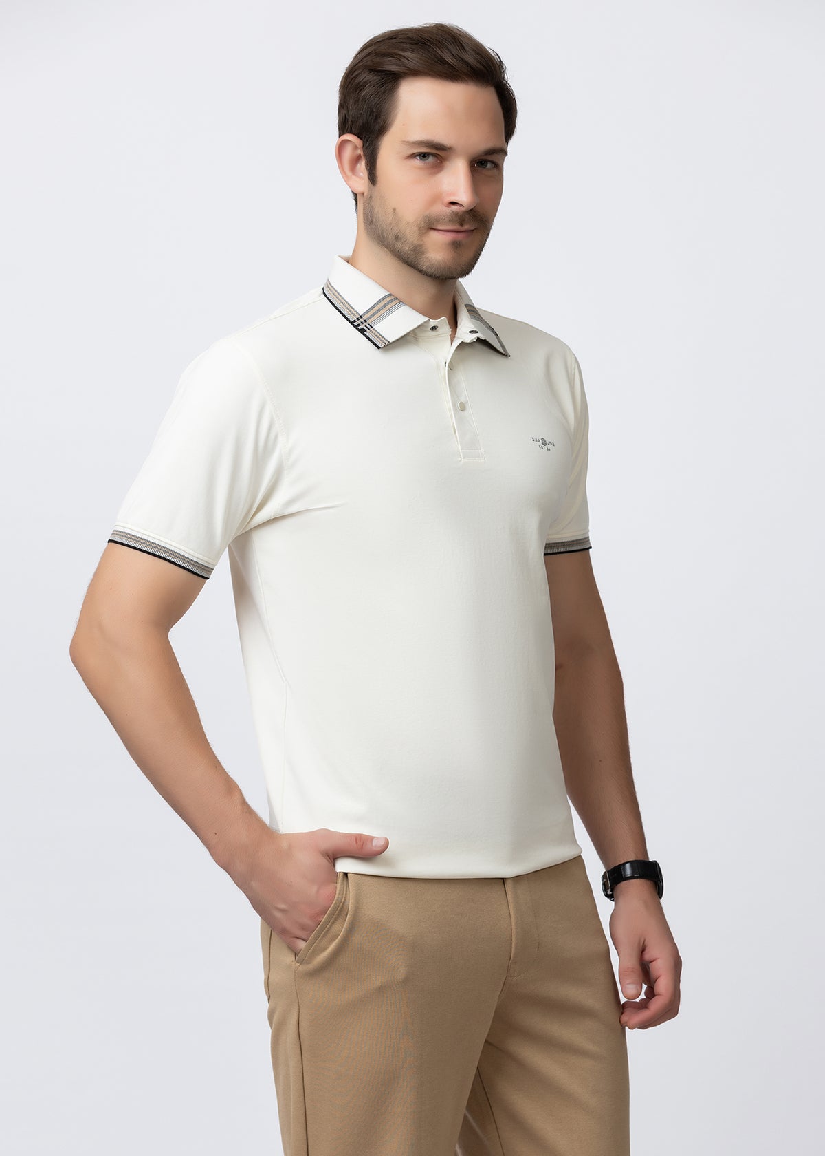 White Tipped Collar Polo T-Shirt