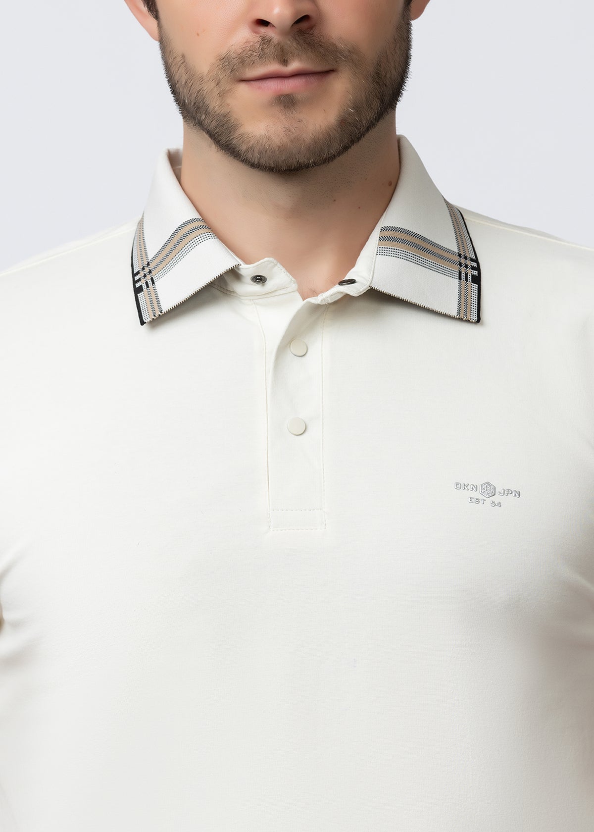 White Tipped Collar Polo T-Shirt