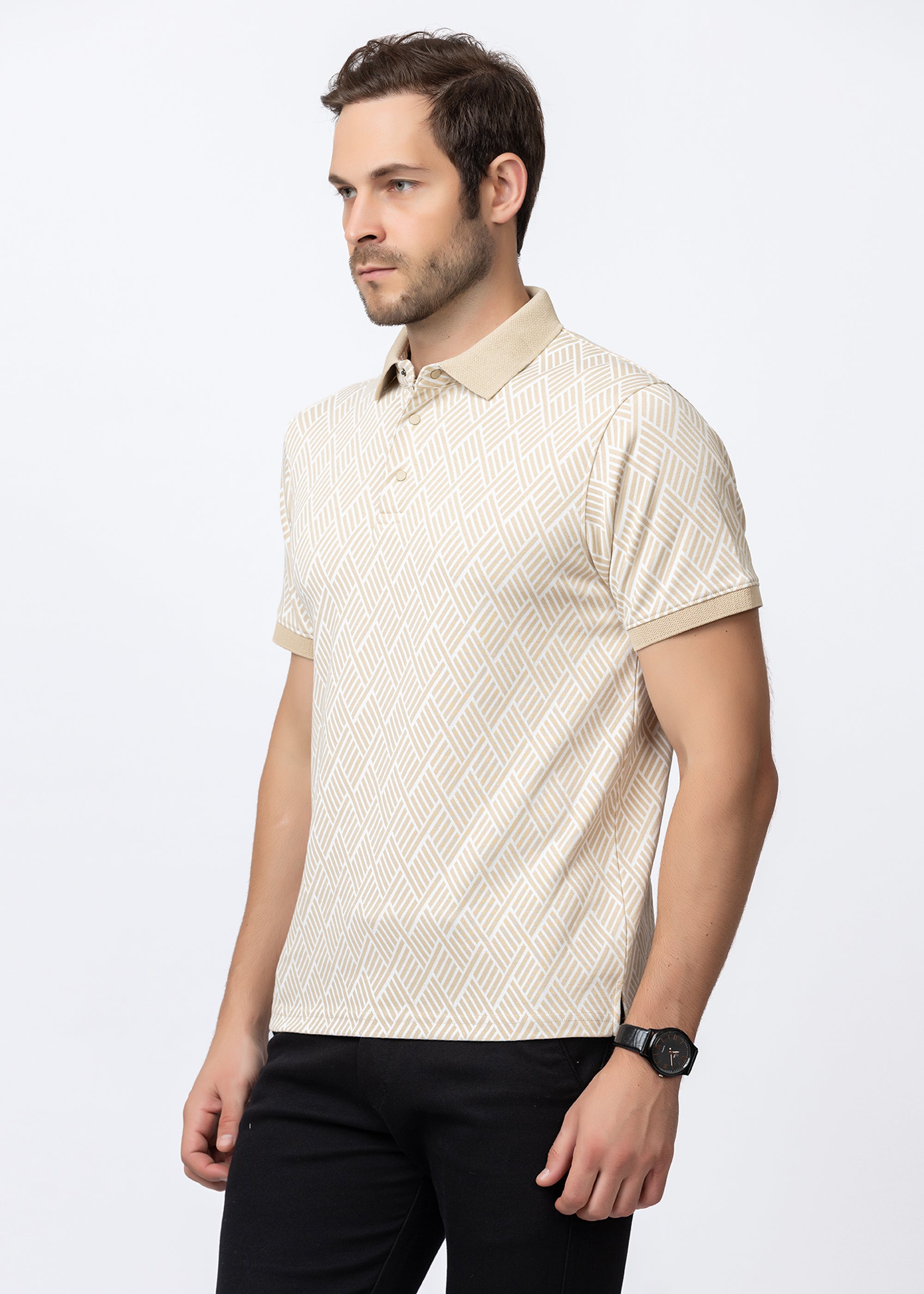 Beige Knit POLO t-SHIRT