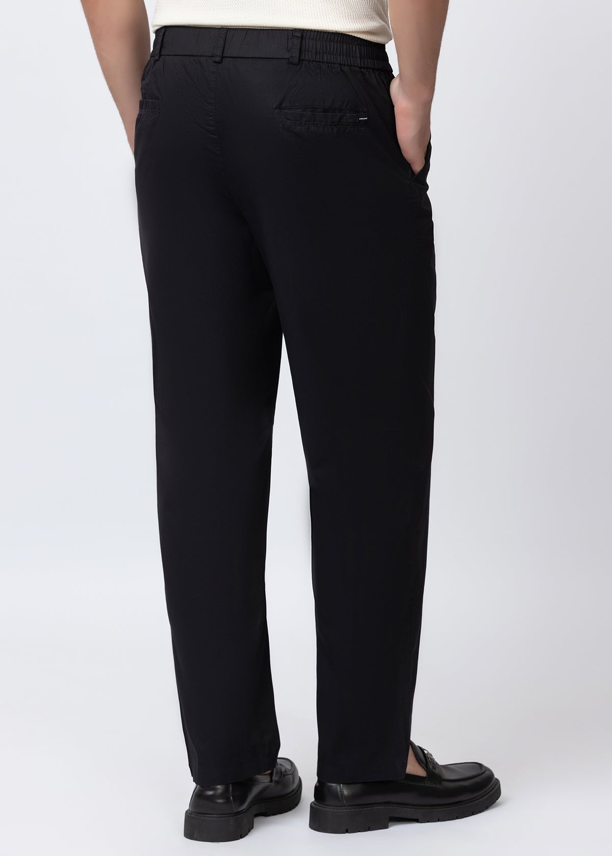 BLACK COTTON CASUAL TROUSERS