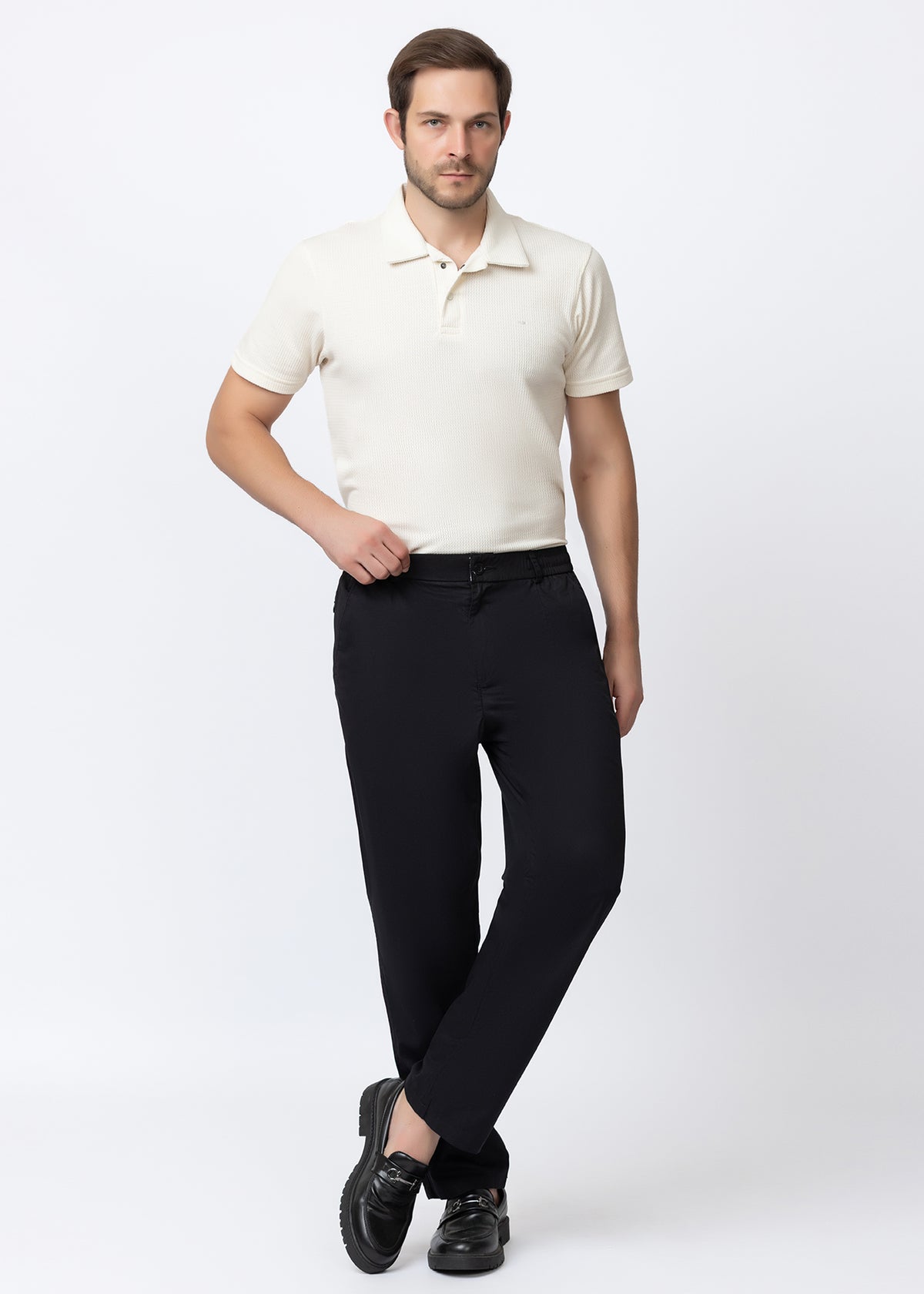 BLACK COTTON CASUAL TROUSERS