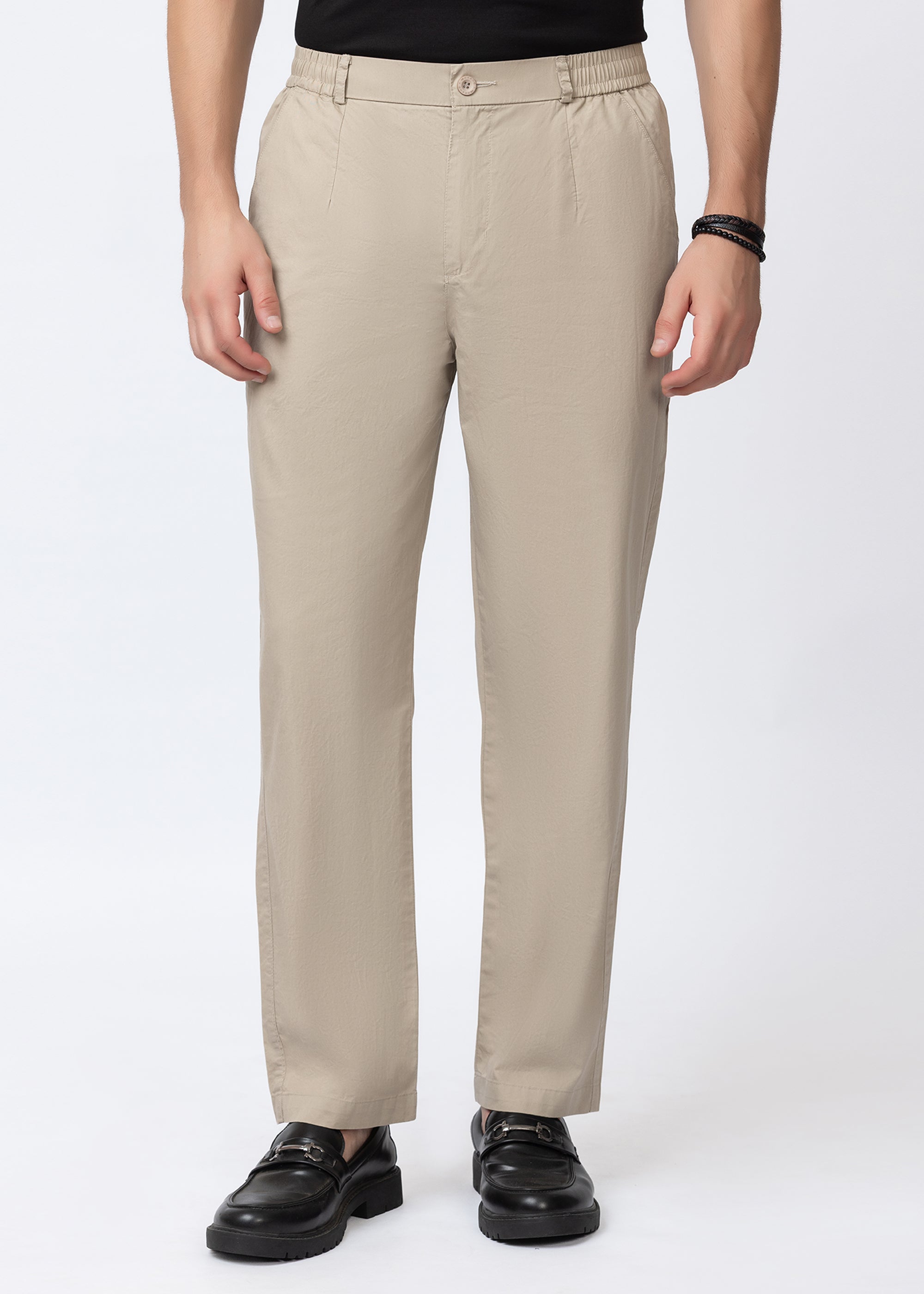 CAMEL COTTON CASUAL TROUSERS
