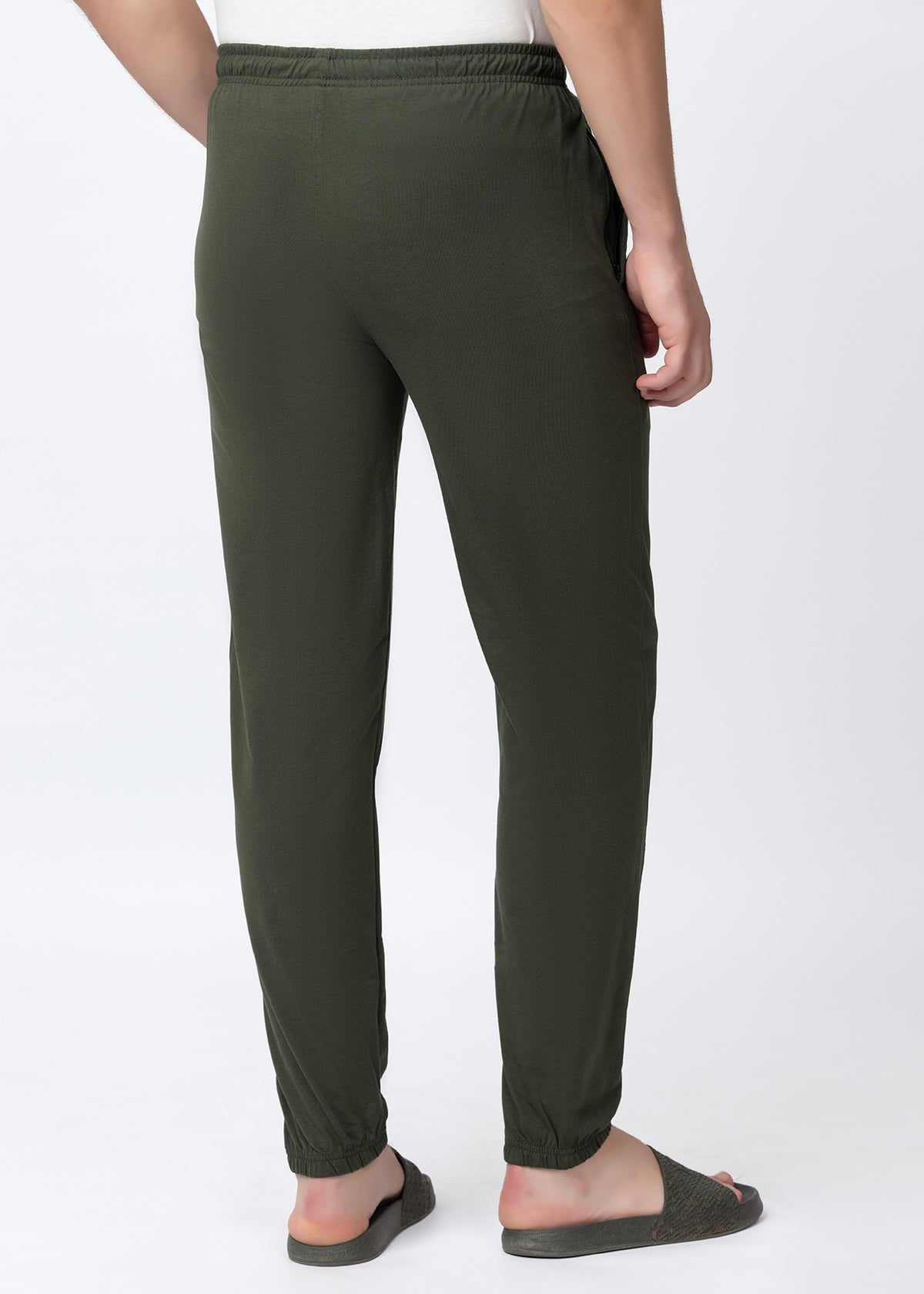 OLIVE COTTON BLENDED LOUNGE PANT