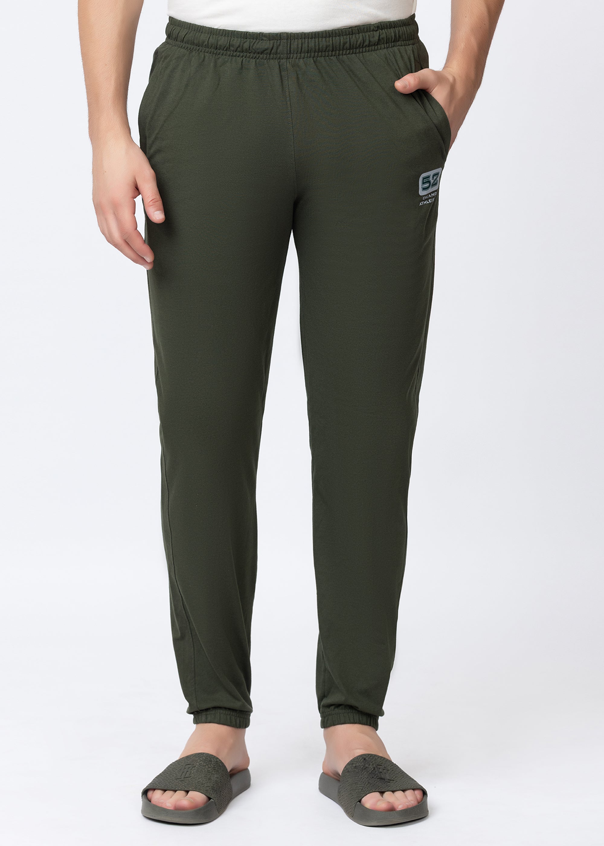 OLIVE COTTON BLENDED LOUNGE PANT