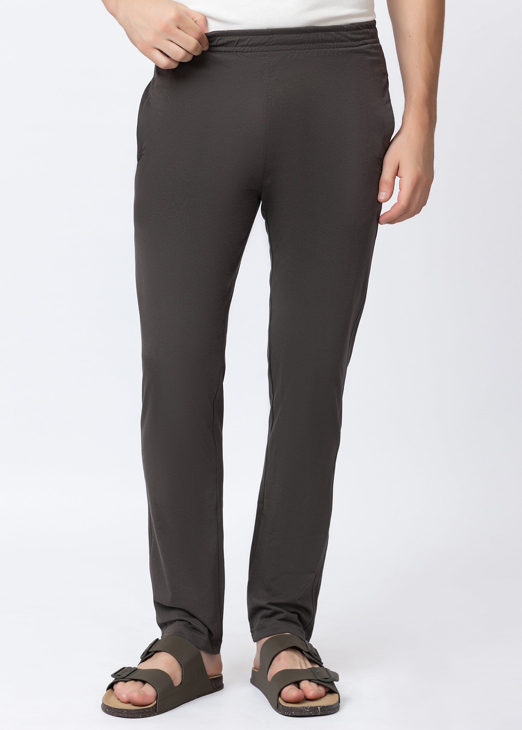 GREY SOLID COTTON BLENDED LOUNGE PANT