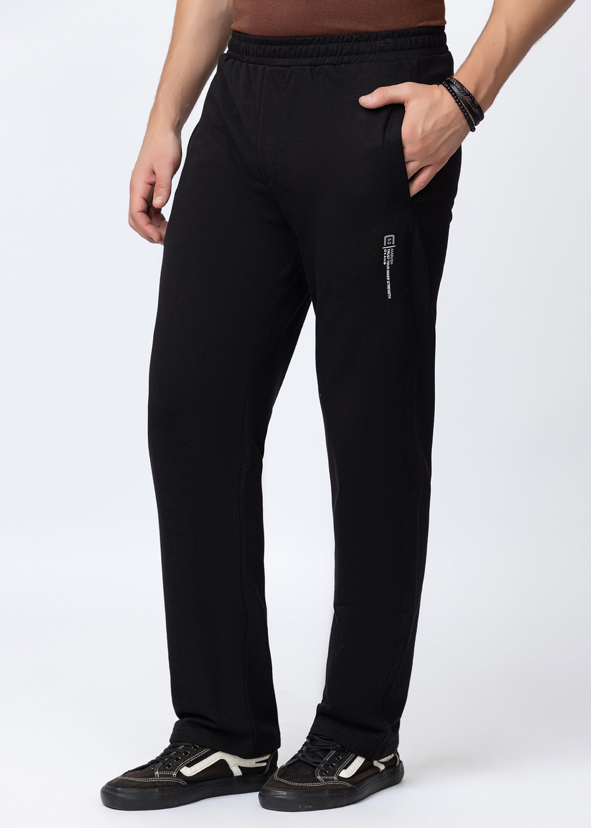 BLACK COTTON BLENDED LOUNGE PANT