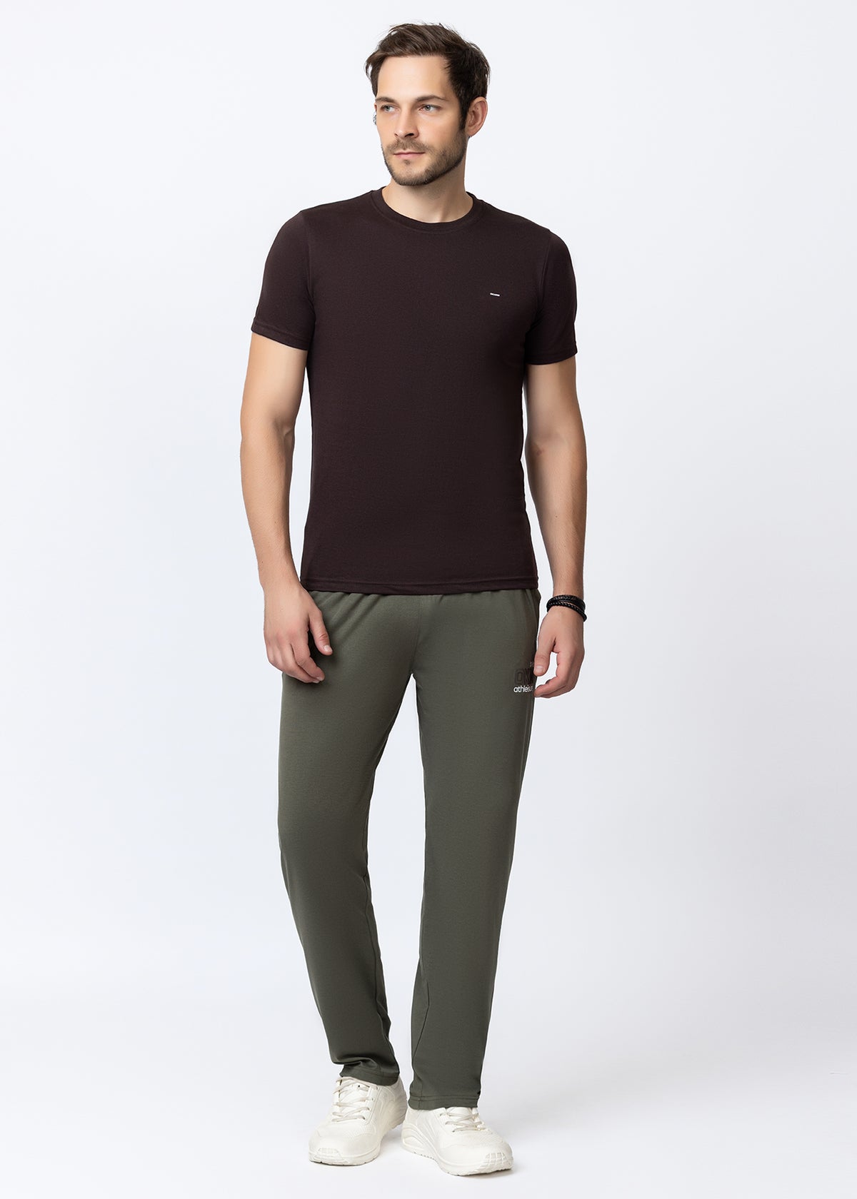 OLIVE SOLID COTTON BLENDED LOUNGE PANT