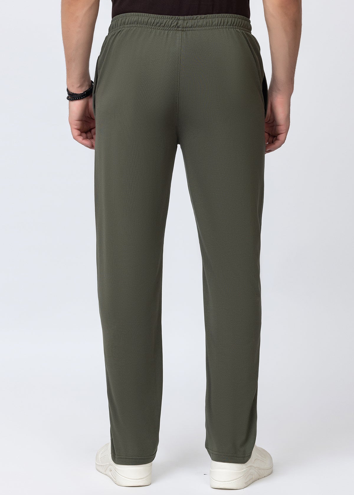 OLIVE SOLID COTTON BLENDED LOUNGE PANT