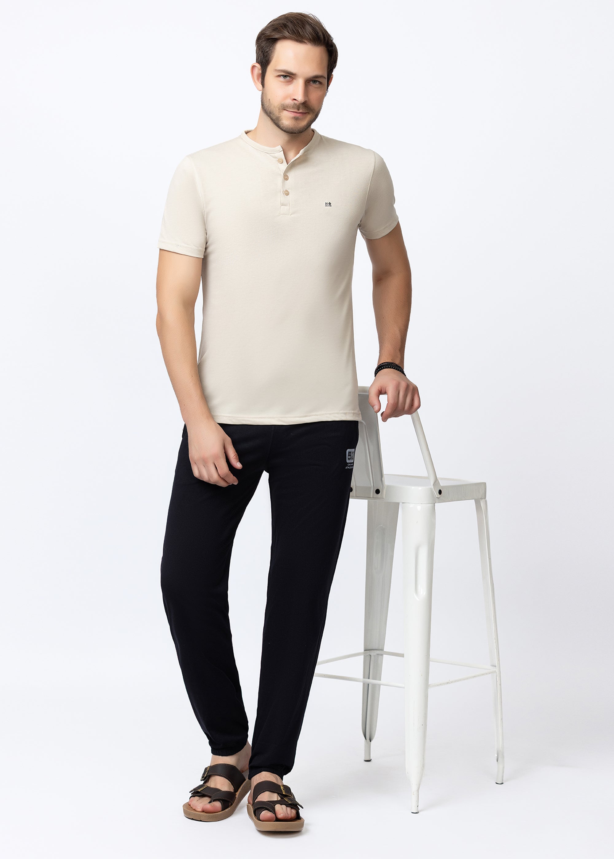NAVY COTTON BLENDED LOUNGE PANT