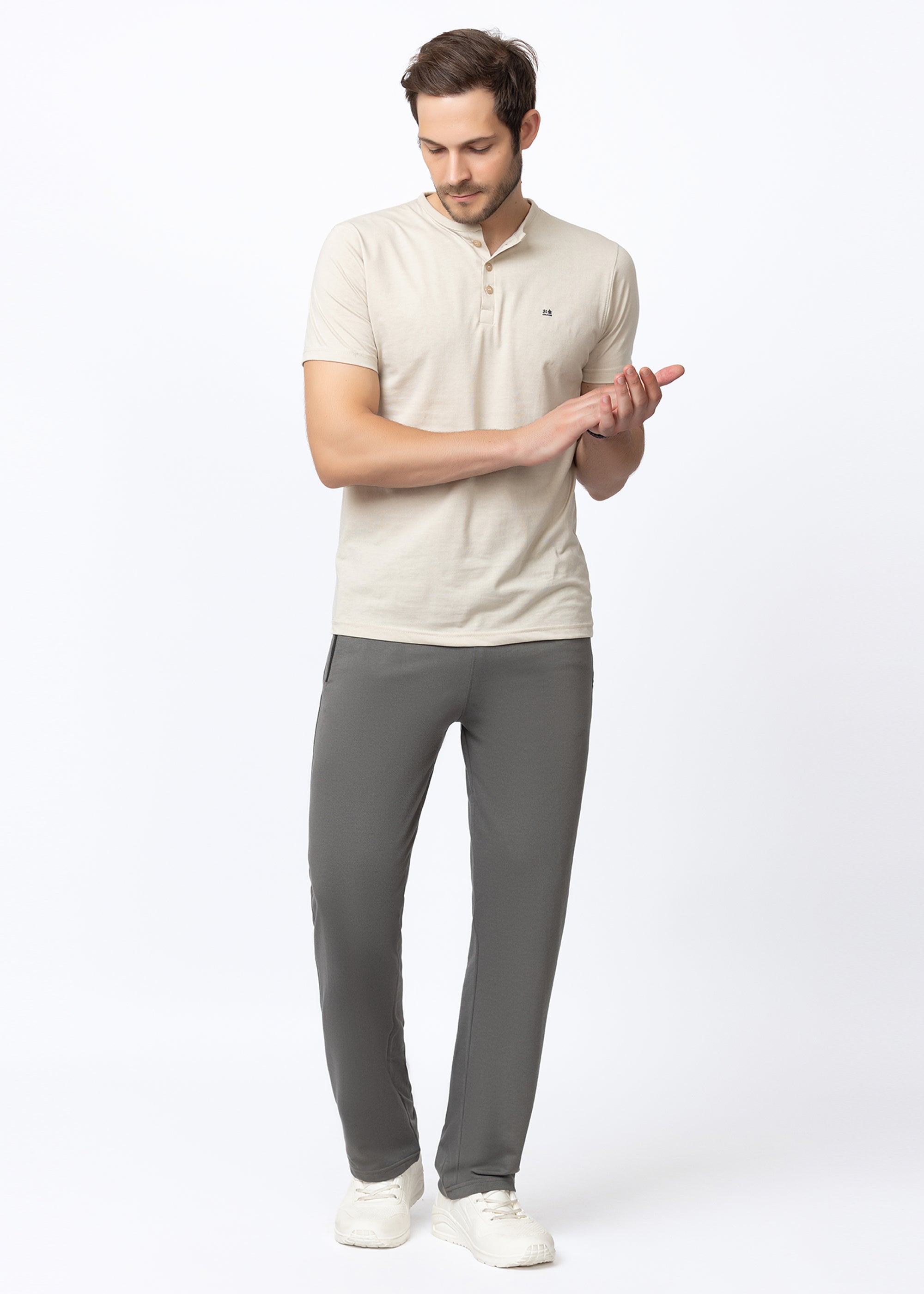 GREY COTTON BLENDED LOUNGE PANT