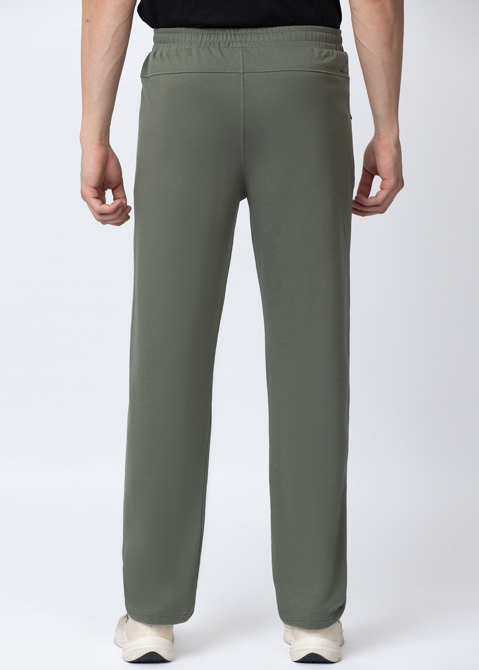 OLIVE COTTON BLENDED TRACK PANT