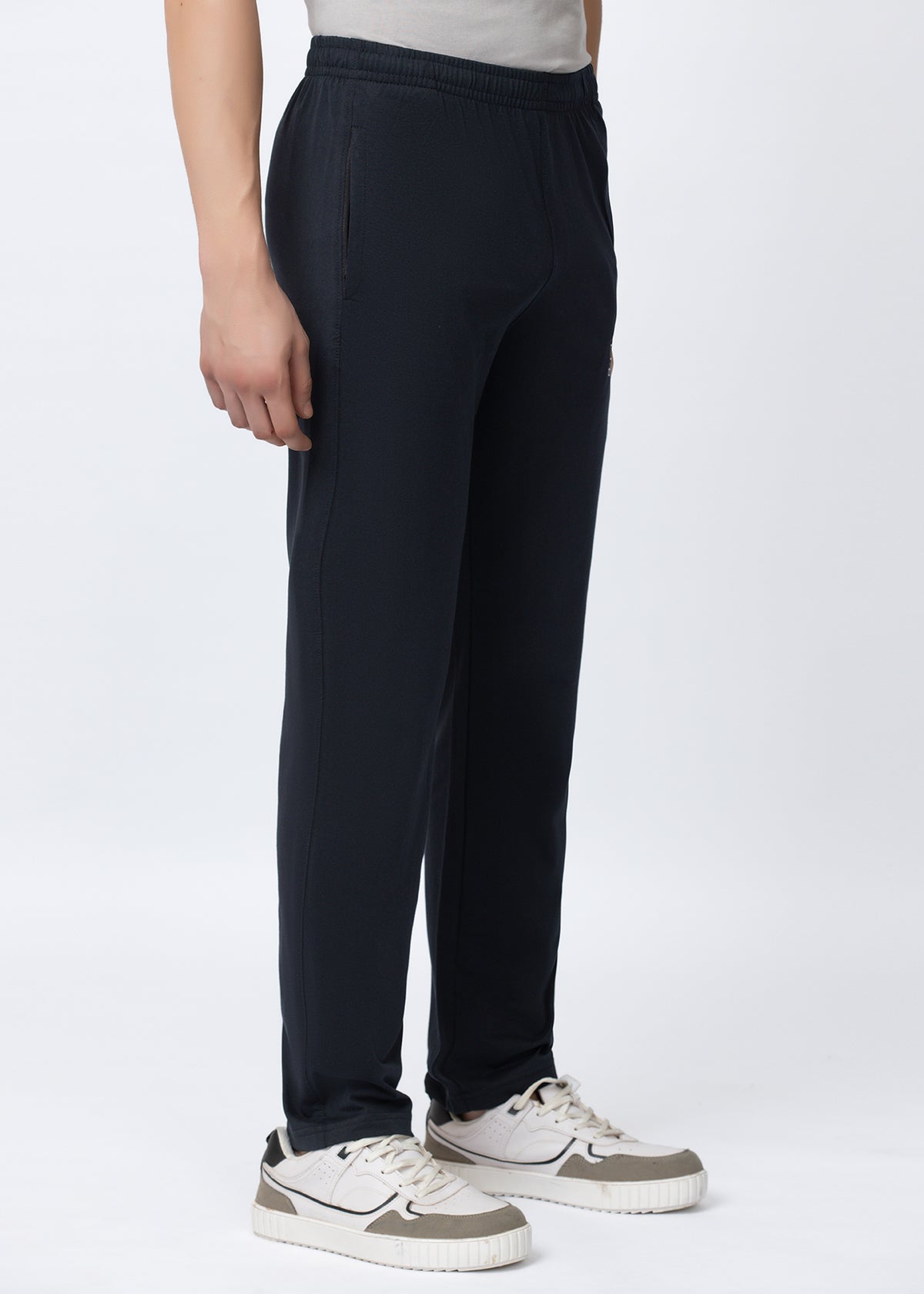 NAVY SOLID COTTON BLENDED LOUNGE PANT