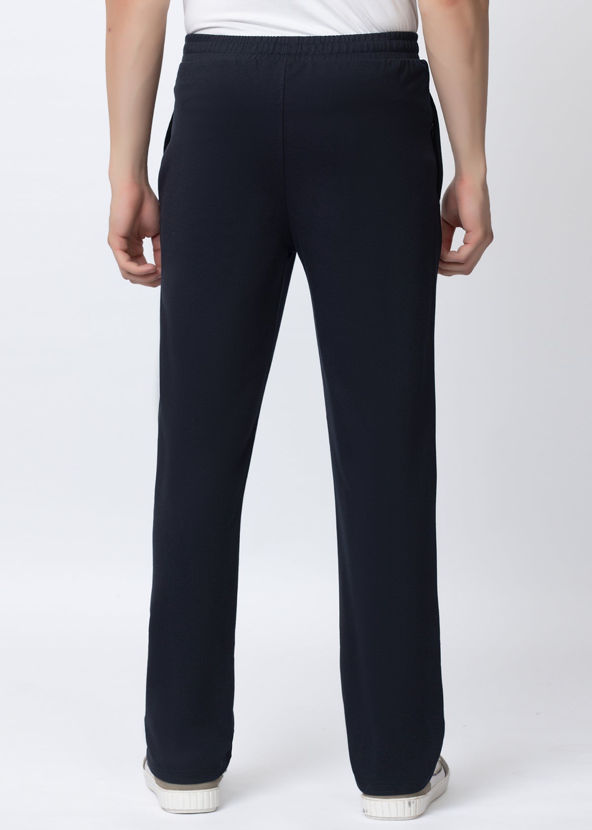 NAVY SOLID COTTON BLENDED LOUNGE PANT