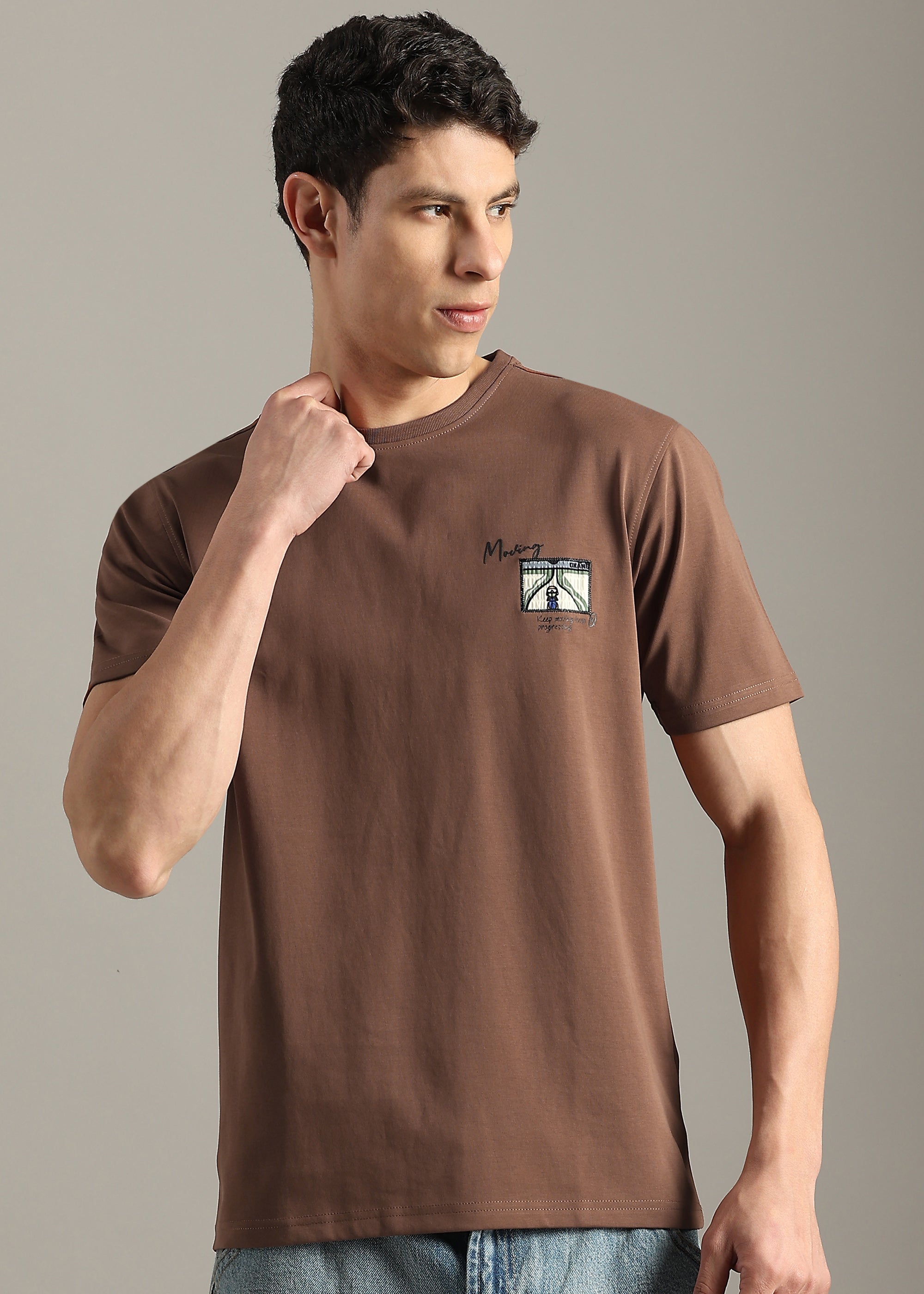 TAN COTTON SPANDEX PREMIUM GRAPHIC SHIRT