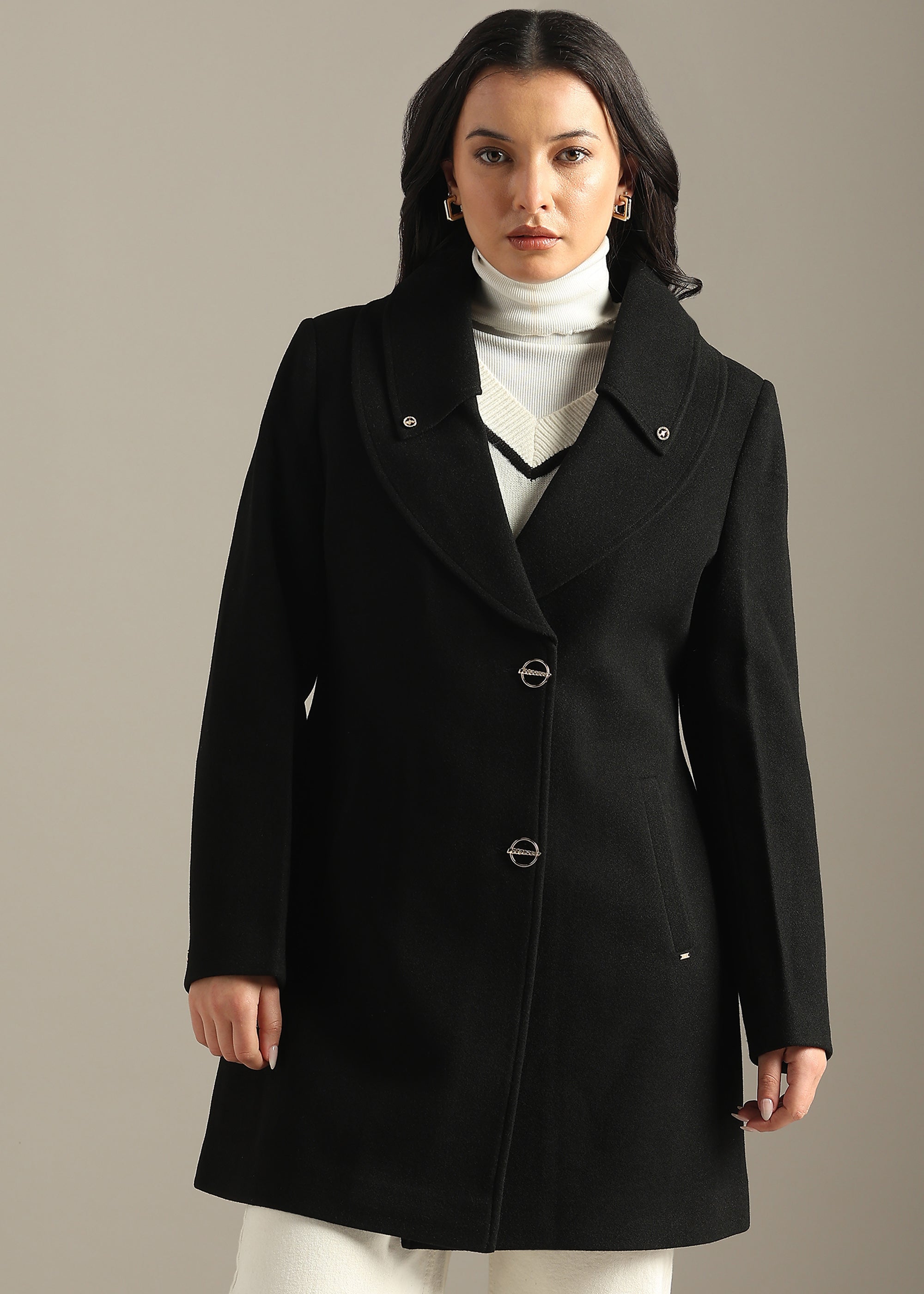 BLACK FORMAL DOUBLE BREASTED OVER COAT