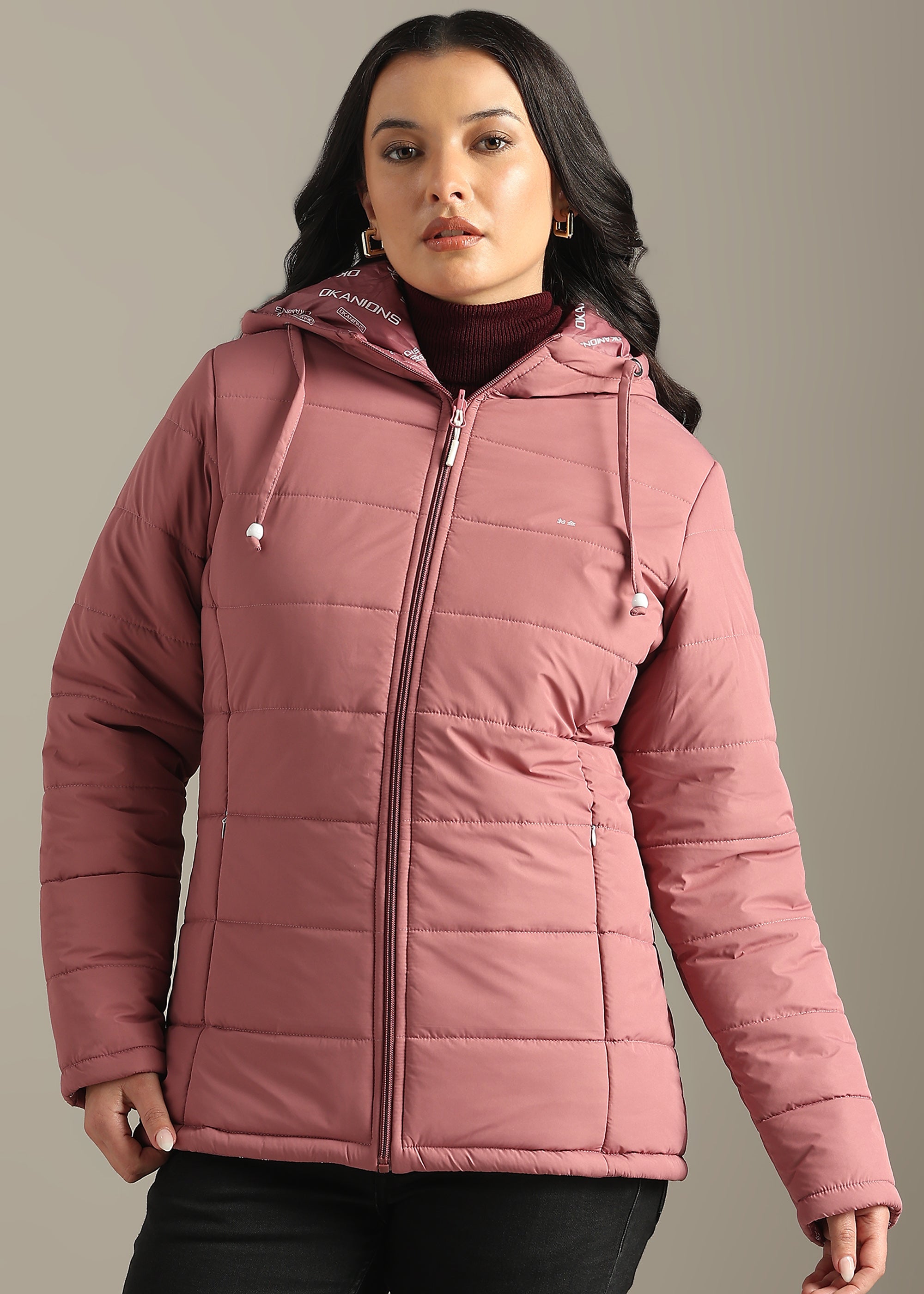 PEACH NYLON REVERSIBLE FULL SLEEVE JACKET