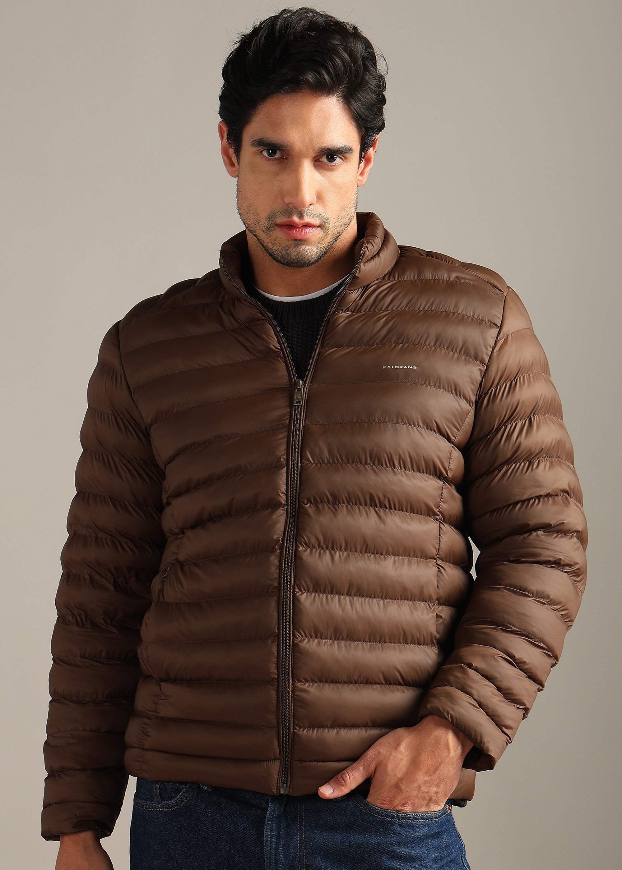 COFFEE WEIGHT LESS WARMTH+PORTABLE FULL SLEEVE JACKET