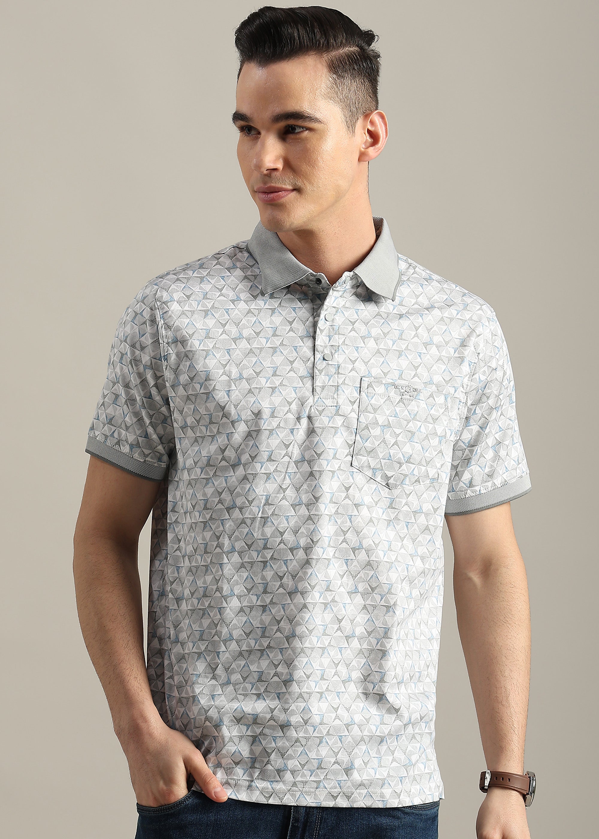 PREMIUM GREY COTTON ELASTANE POLO SHIRT