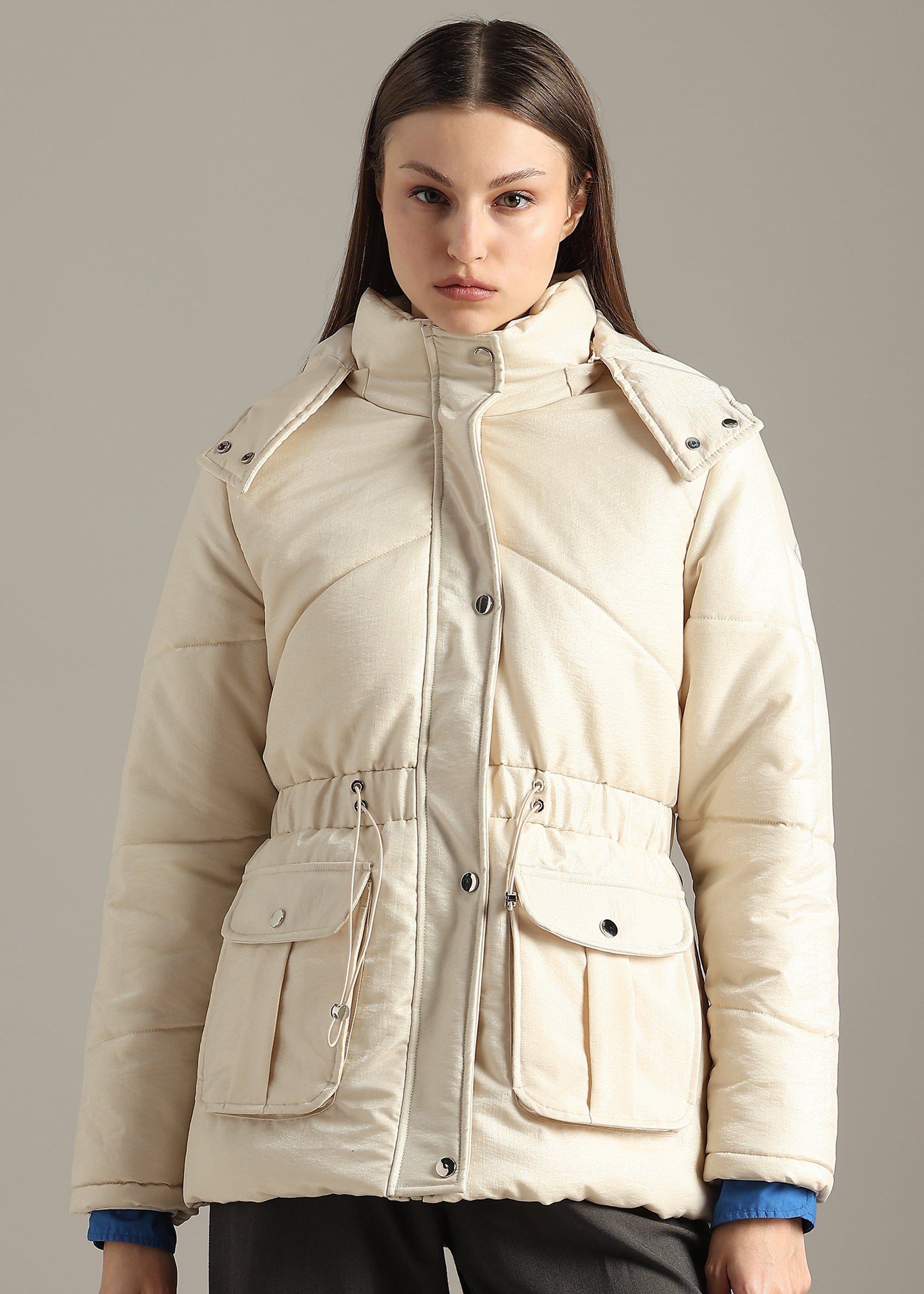 WHITE PREMIUM SATIN CROPPED FULL SLEEVE JACKET