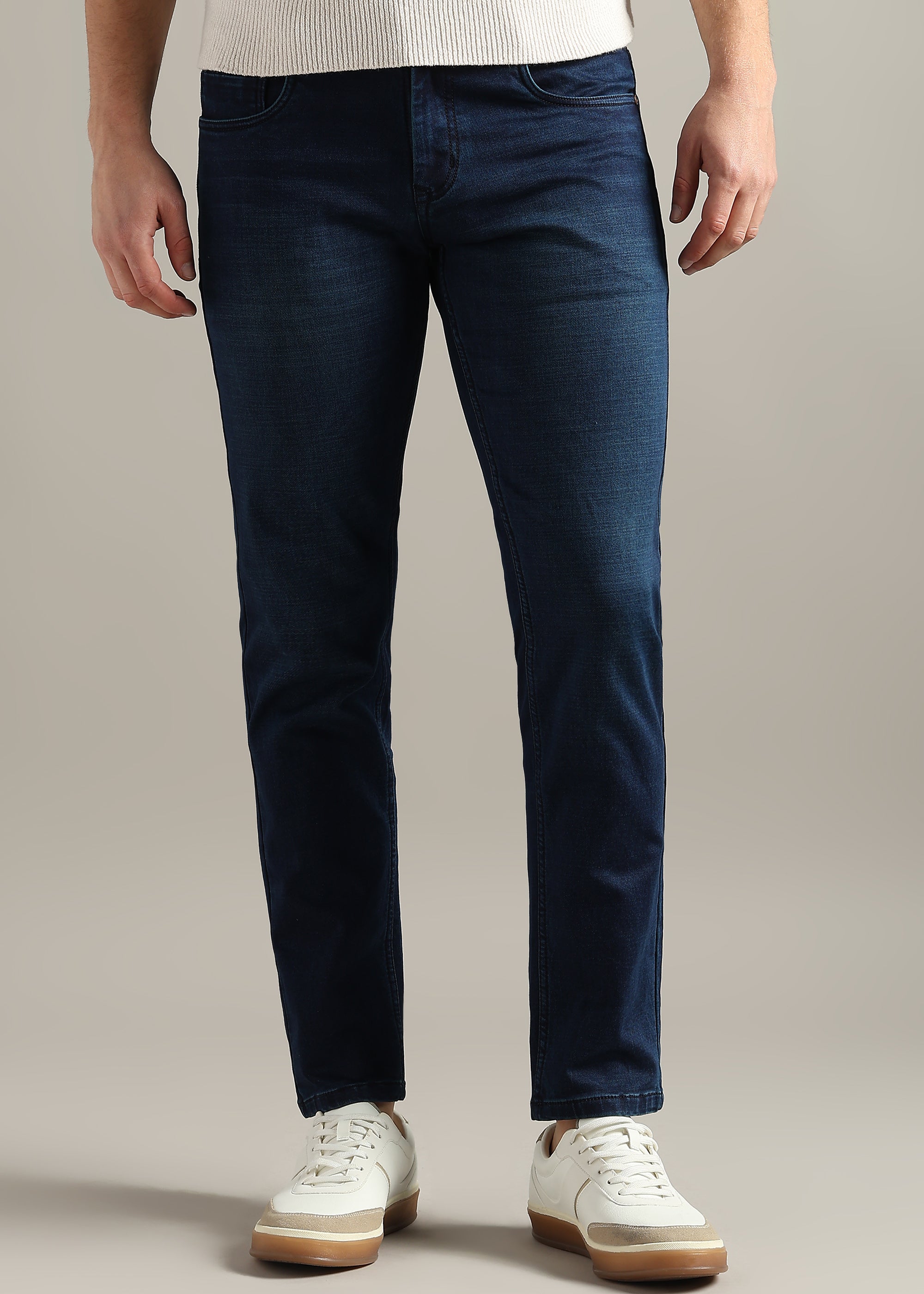 Denim Straight Fit Mid Rise Light Fade Jeans