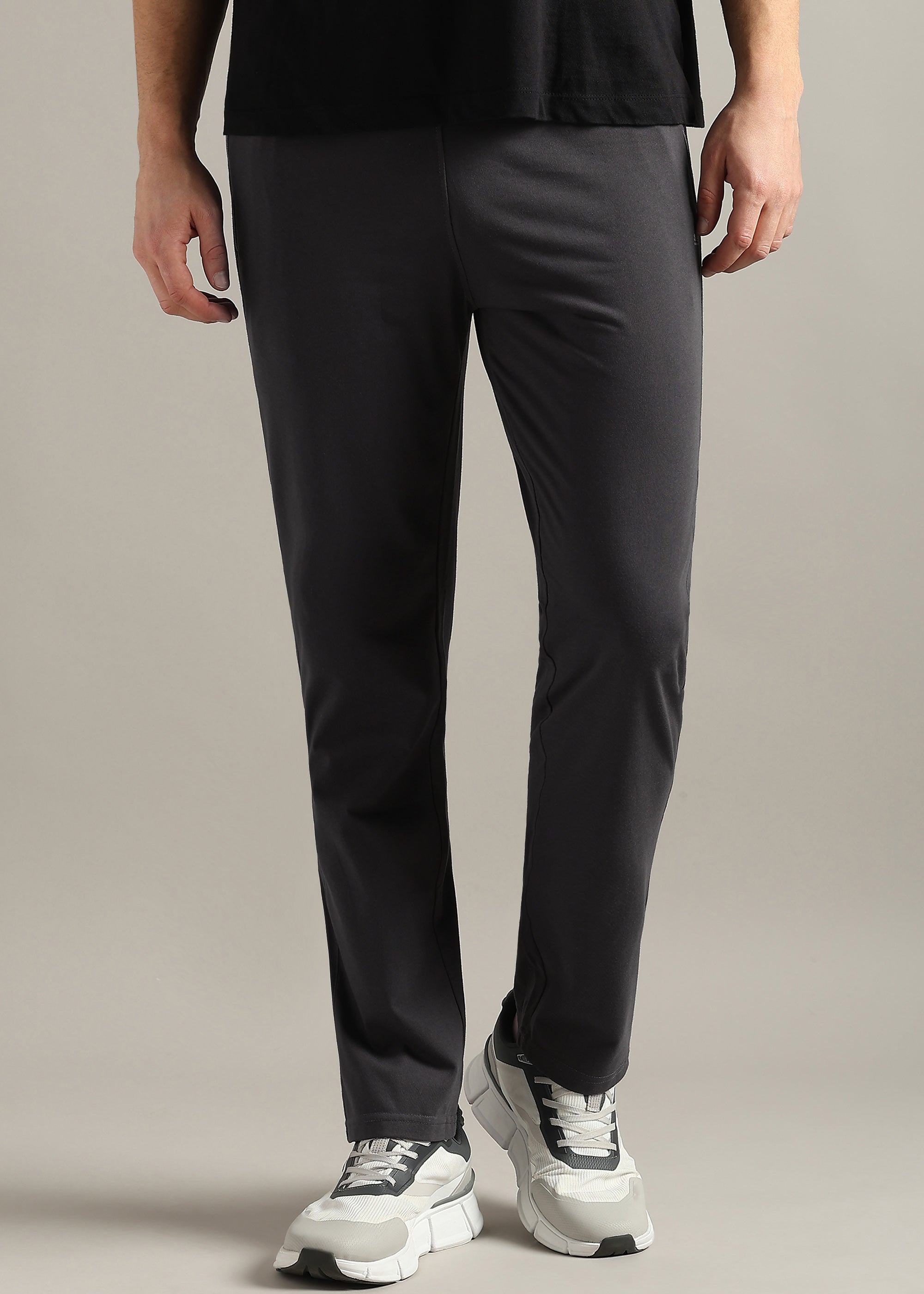 GREY SOLID COTTON BLENDED LOUNGE PANT