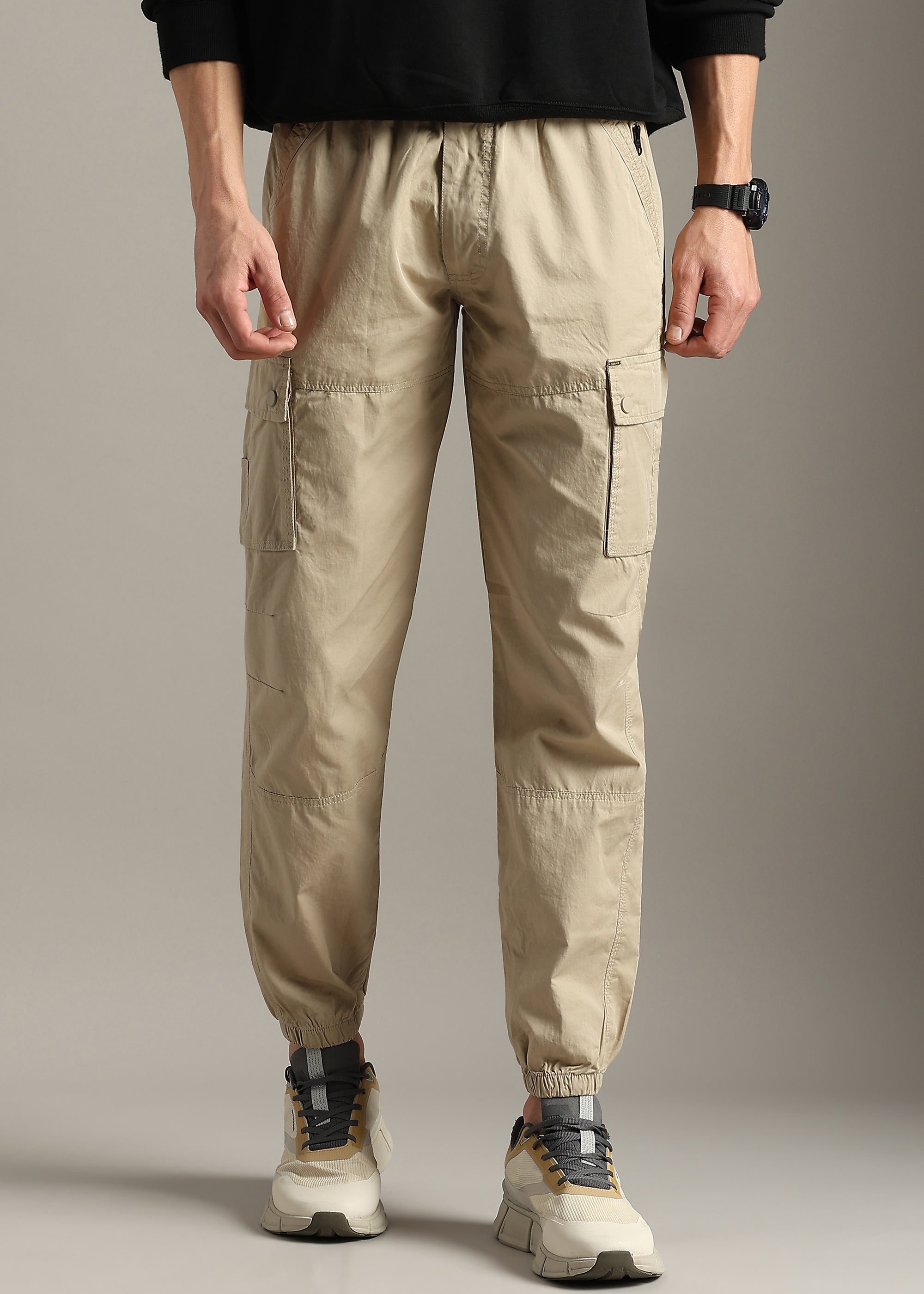 FAWN SOLID COTTON UTILITY JOGGER PANT