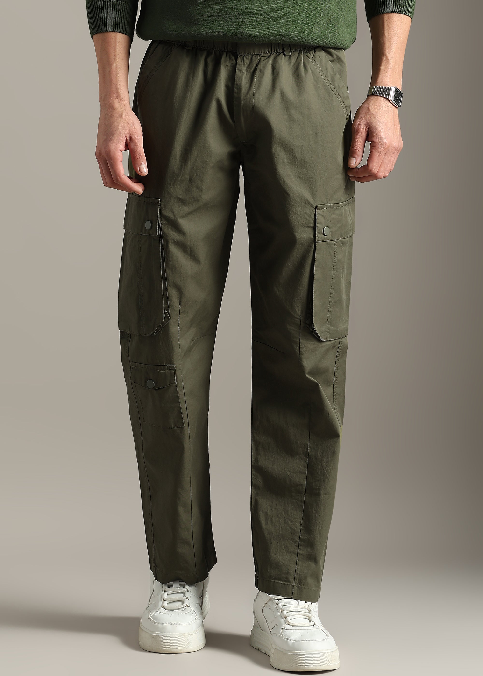 OLIVE MULTI POCKET COTTON CARGO PANT