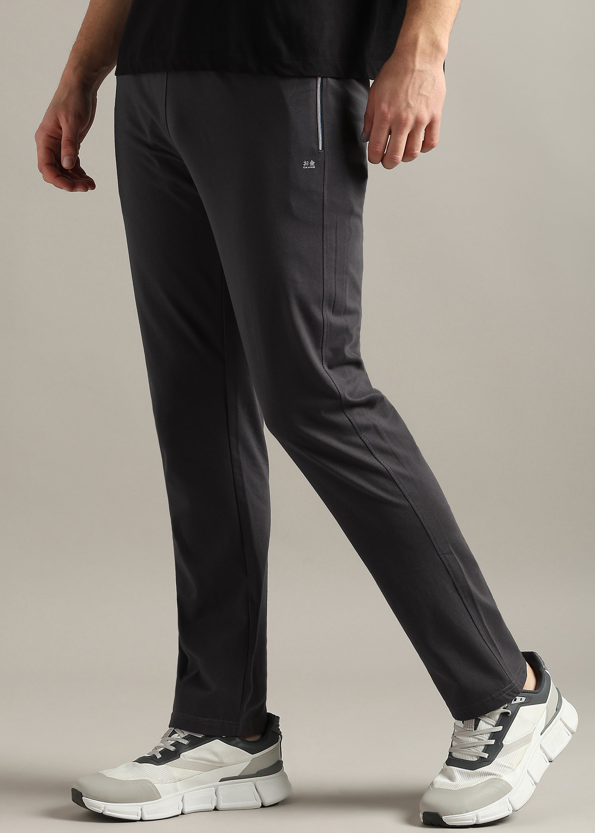 GREY SOLID COTTON BLENDED LOUNGE PANT